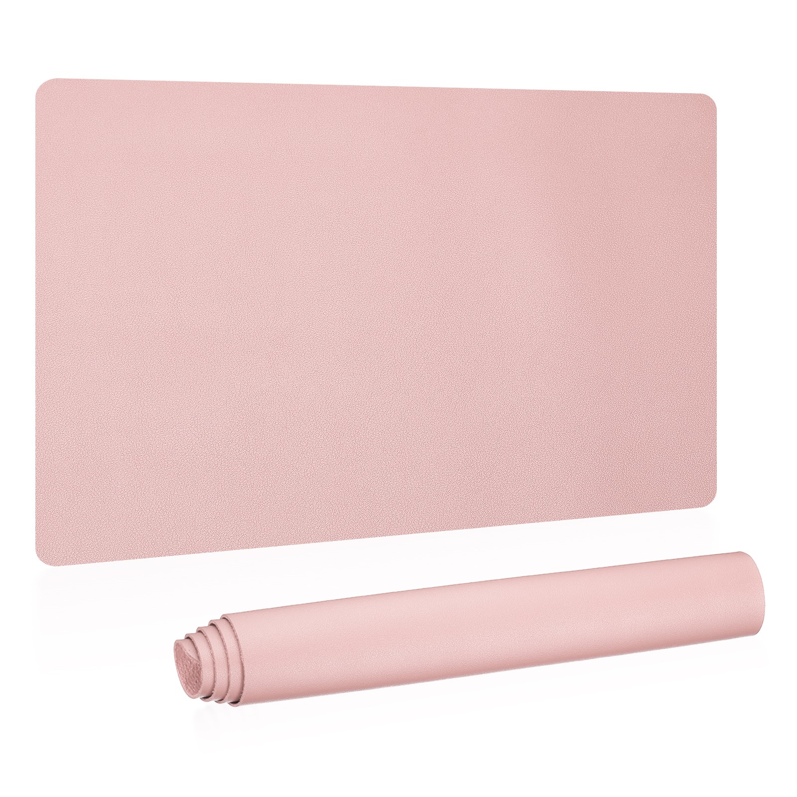 24"x13" Large Desk Mat, PU Leather Dual Side Large Desk Pad, Light Pink