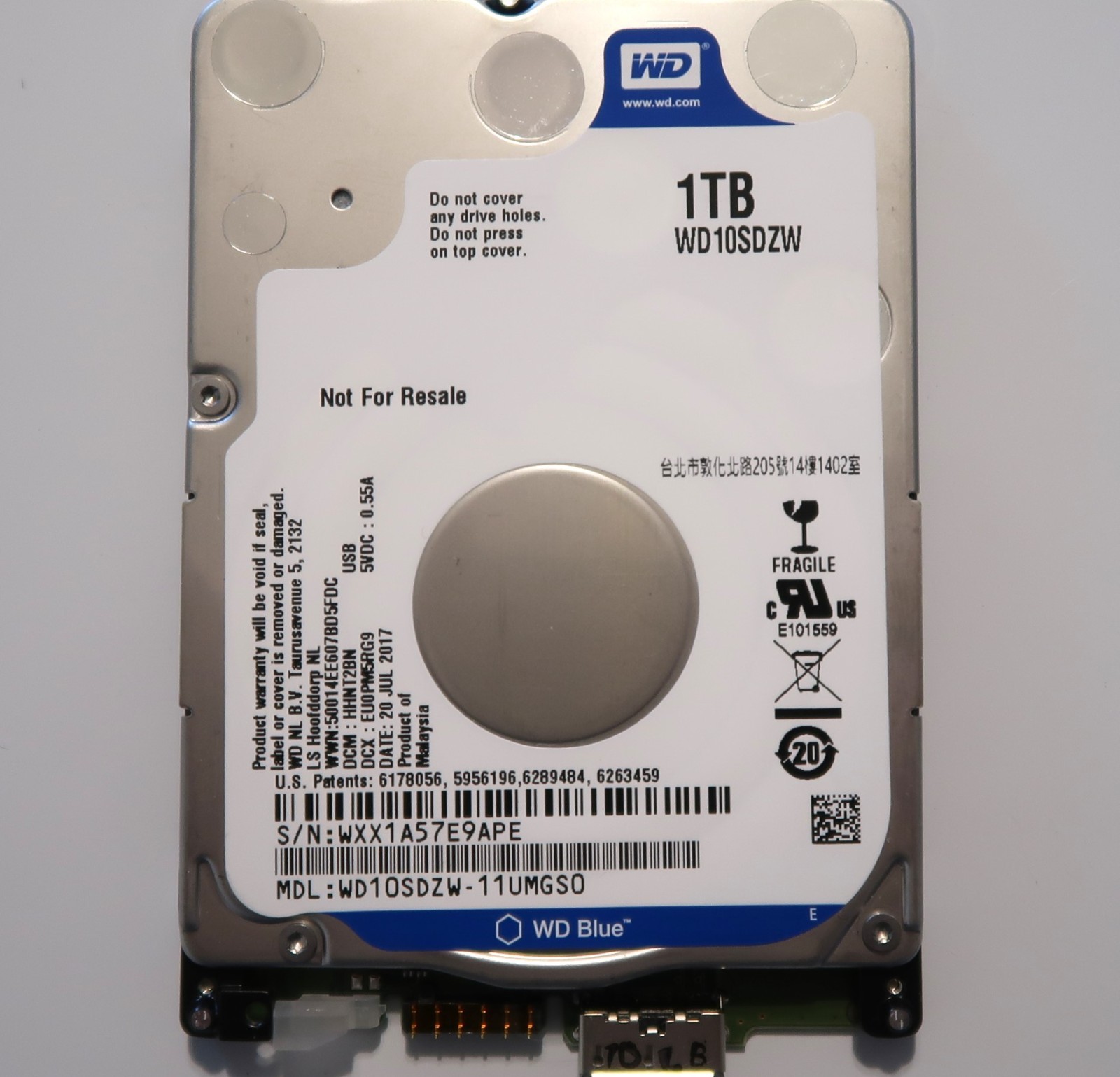 Western Digital WD10SDZW-11UMGS0 HHNT2BN Malaysia (WXX1) 1.0TB USB JUL/2017