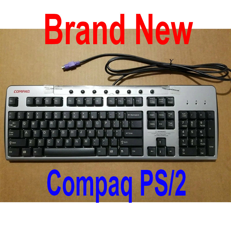 Vintage Compaq PS2 Keyboard, Solid Build, Classic Black/Silver Great Typing Feel