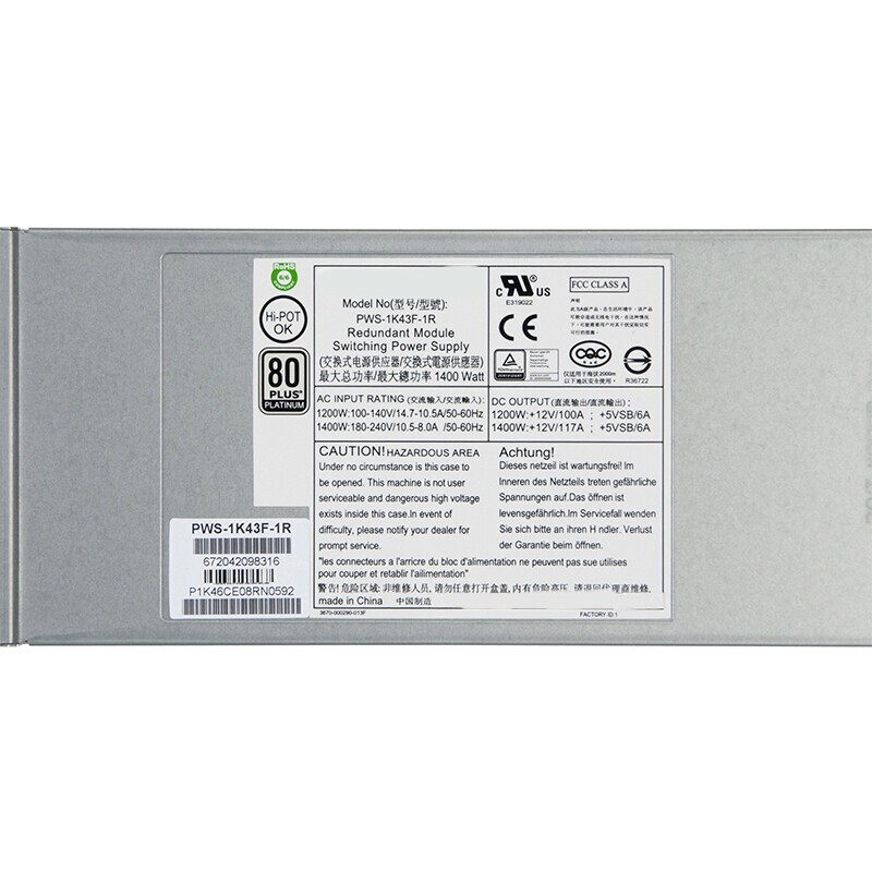For Supermicro 1400W PWS-1K43F-1R 1400W Server Power Supply 1U SC828 PSU
