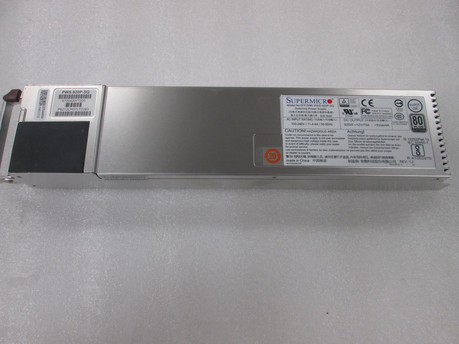 SUPERMICRO PWS-920-SQ 920W POWER SUPPLY 80 PLUS PLATINUM