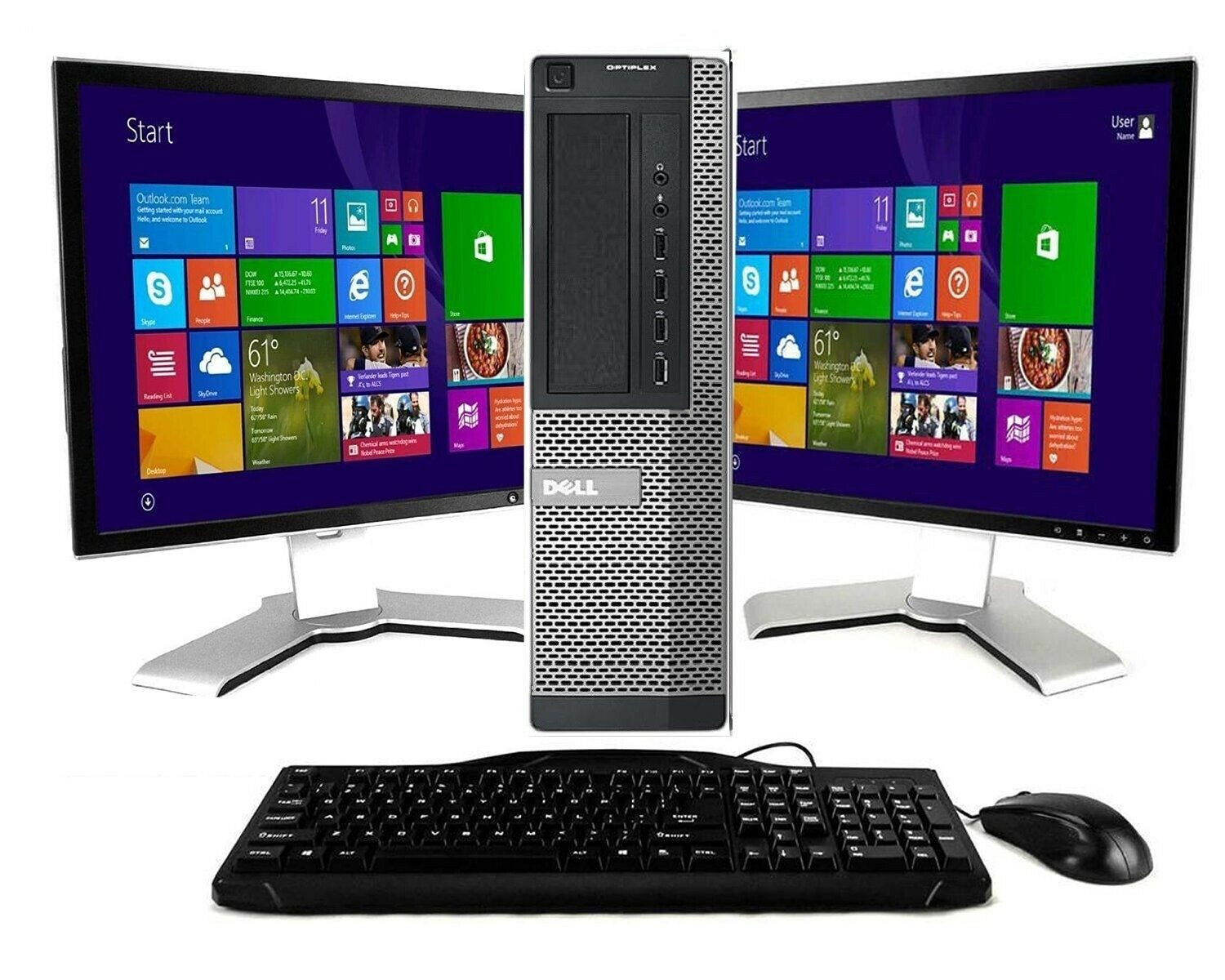 Dell Desktop PC Computer Core i3 8GB DUAL 24" LCD Monitor WiFi Windows 7 Pro