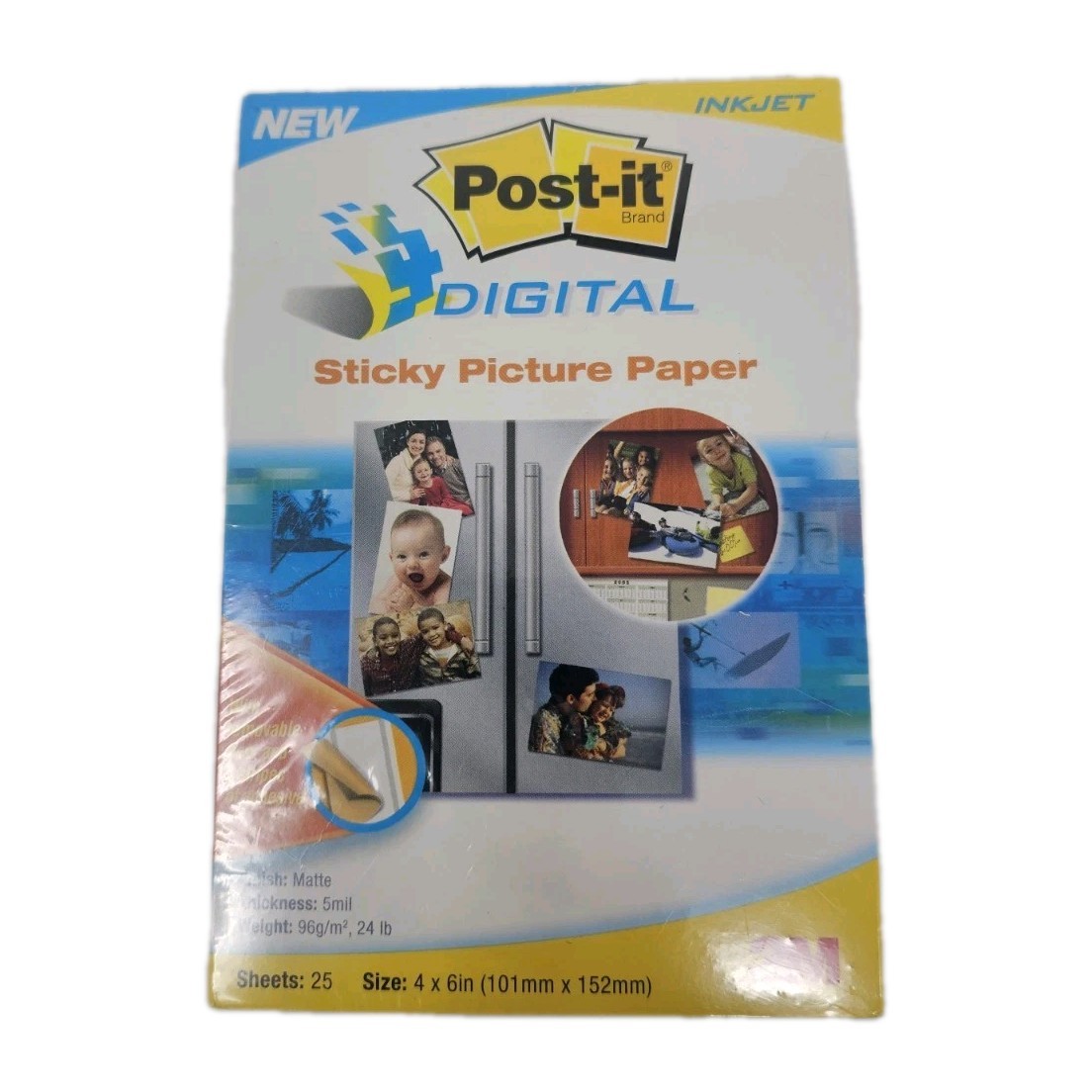 Post-It Digital Sticky Picture Paper - 4" x 6" for Inkjet Printer 25 Sheets New