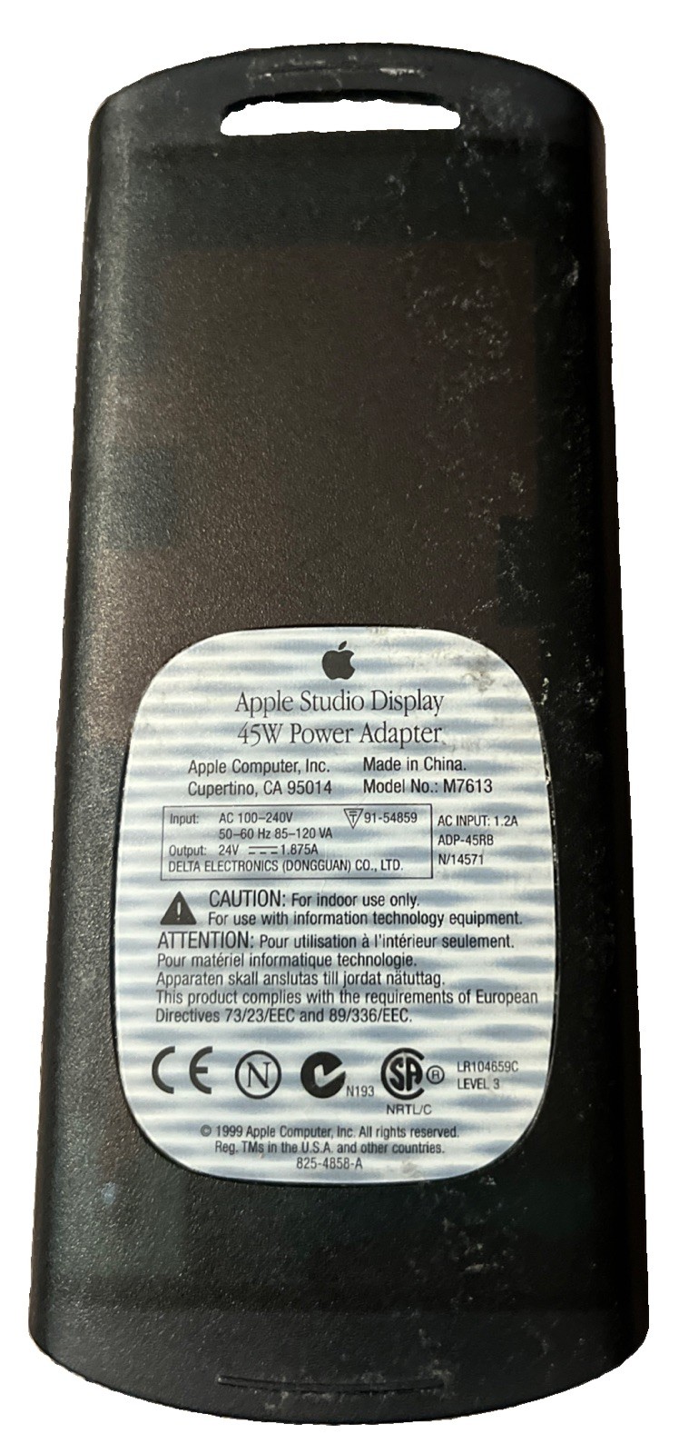 Vintage 1998 Apple Studio Display 15" 45W Power Adapter M7613
