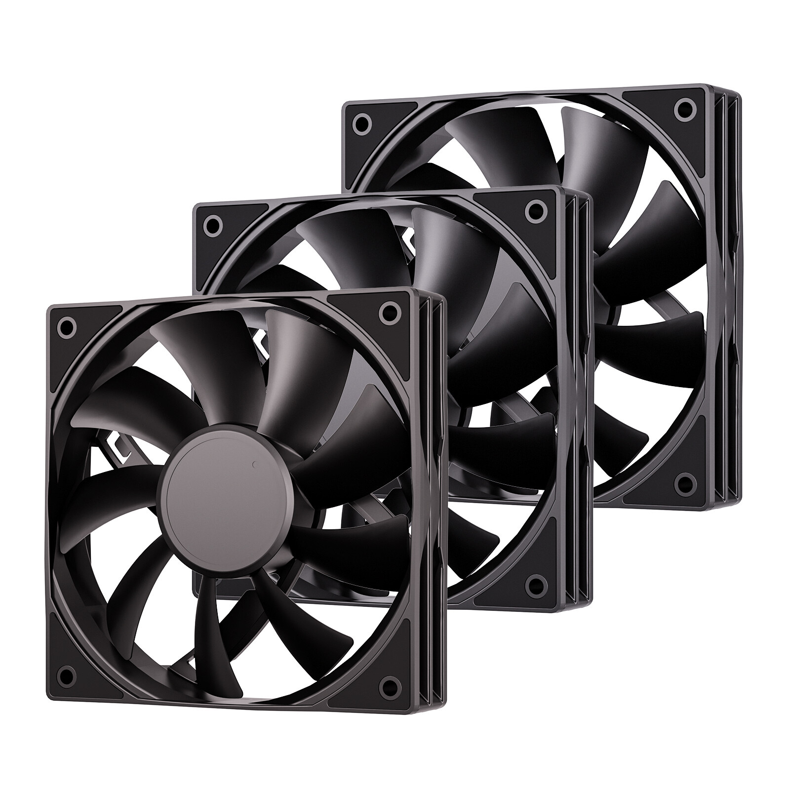 3Pack Black 120mm PC Case Fans High Airflow Low-Noise High Performance Fan Speed