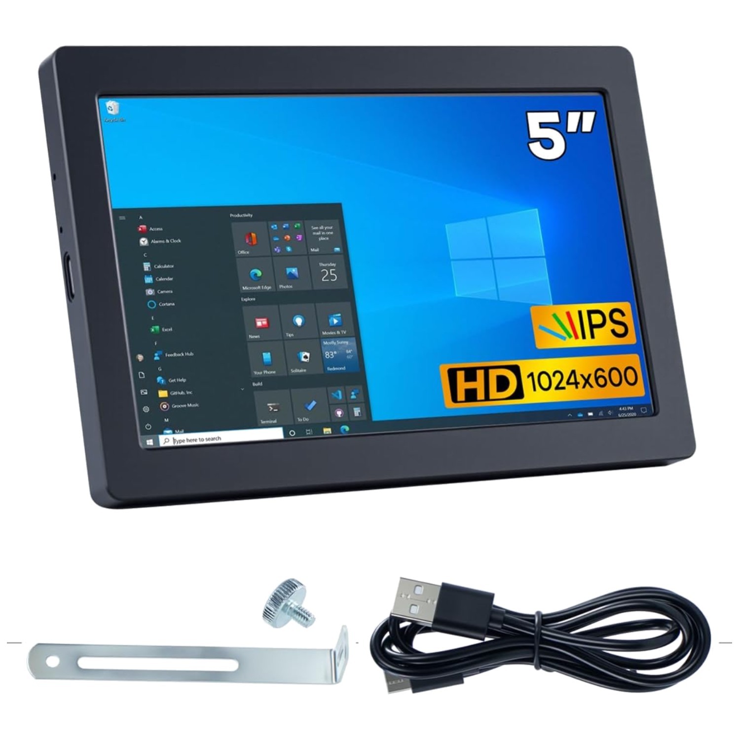 Mini 5" USB C Monitor - Adjustable Brightness