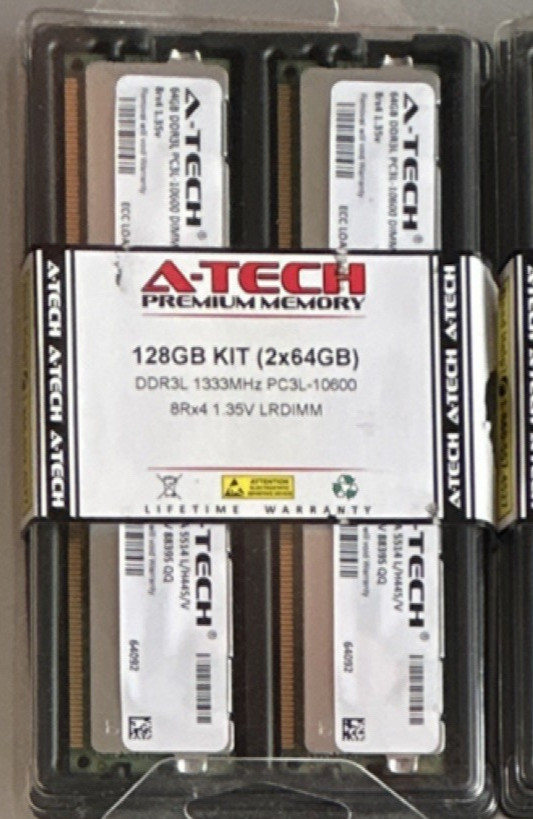 A-Tech 128GB (2x64GB) DDR3L PC3L-10600 ECC Load Reduced LRDIMM 240p