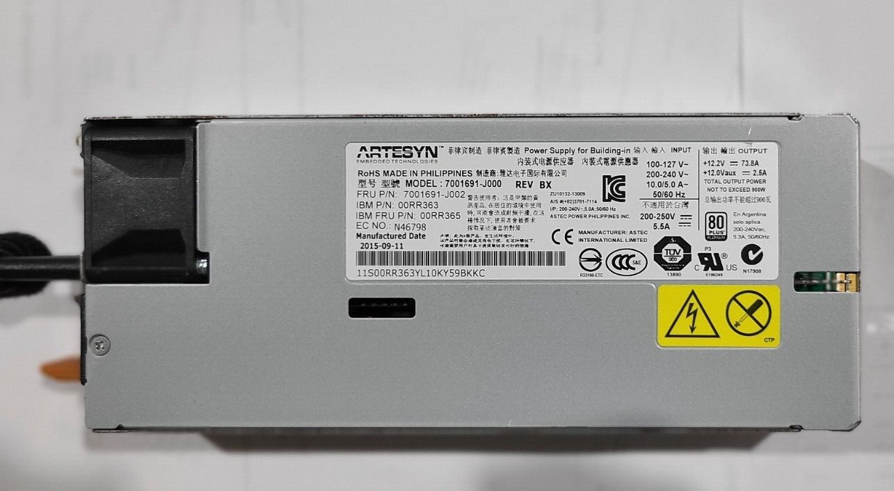IBM Power System 00RR365 00RR363 7001691-J000 PLATINUM 900W POWER SUPPLY