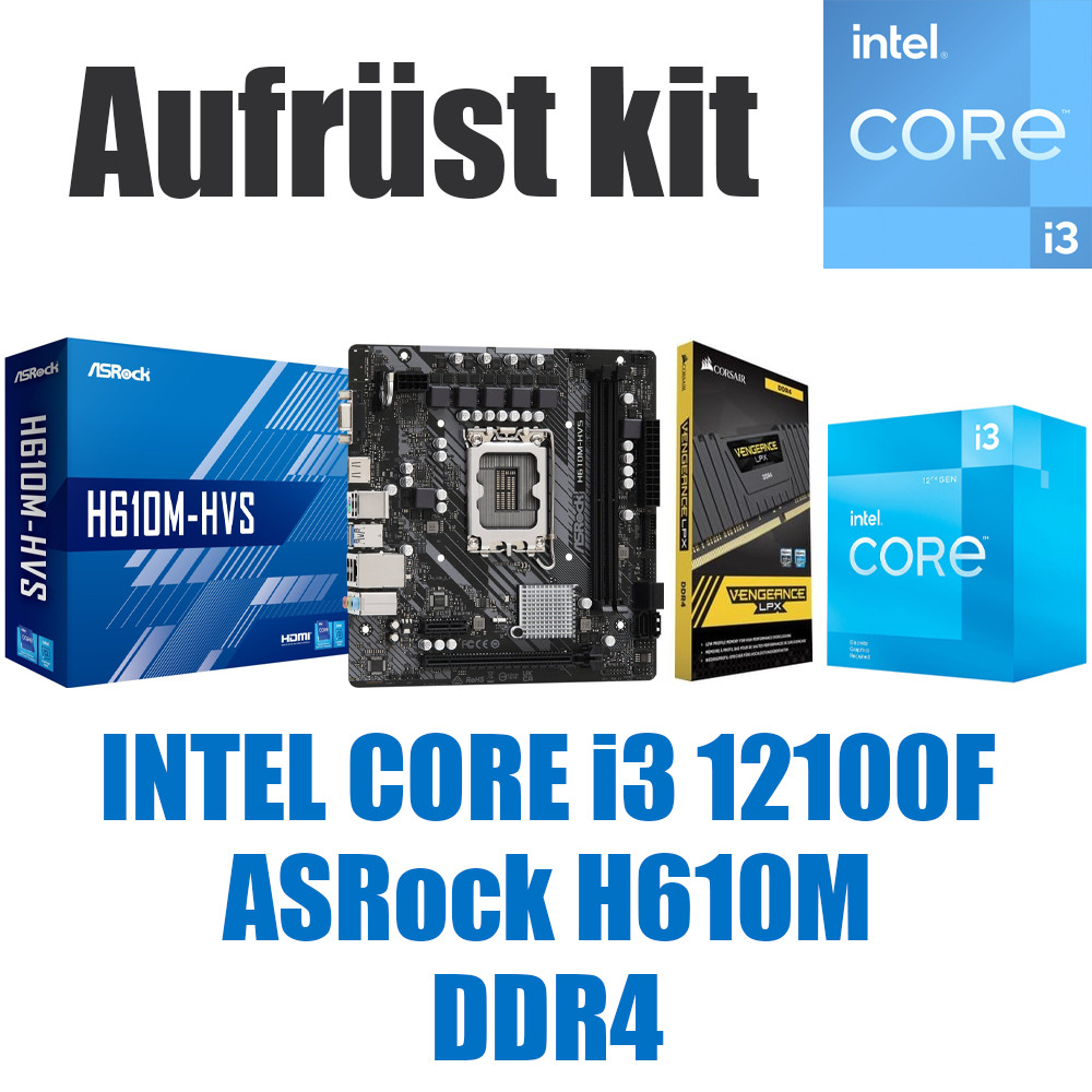 PC bundle upgrade kit gaming set Intel Core i3 12100F + ASRock motherboard + DDR4