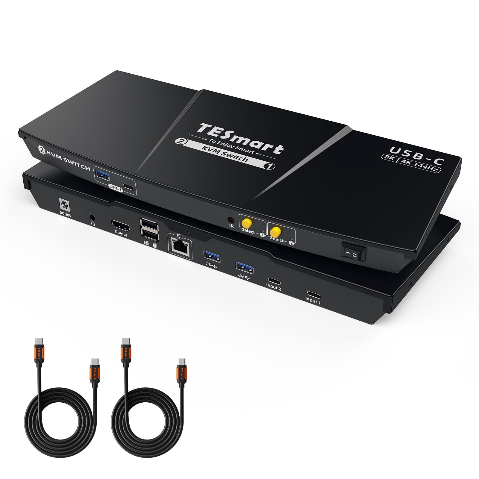 Switch 2 PC 1 écran Commutateur KVM HDMI TESmart 2 Ports 4K@60Hz - Pour 2 Ordinateurs, 1 écran, Avec émulateur EDID Et Télécommande | USB 2.0, Audio L /R Kvm Usb C