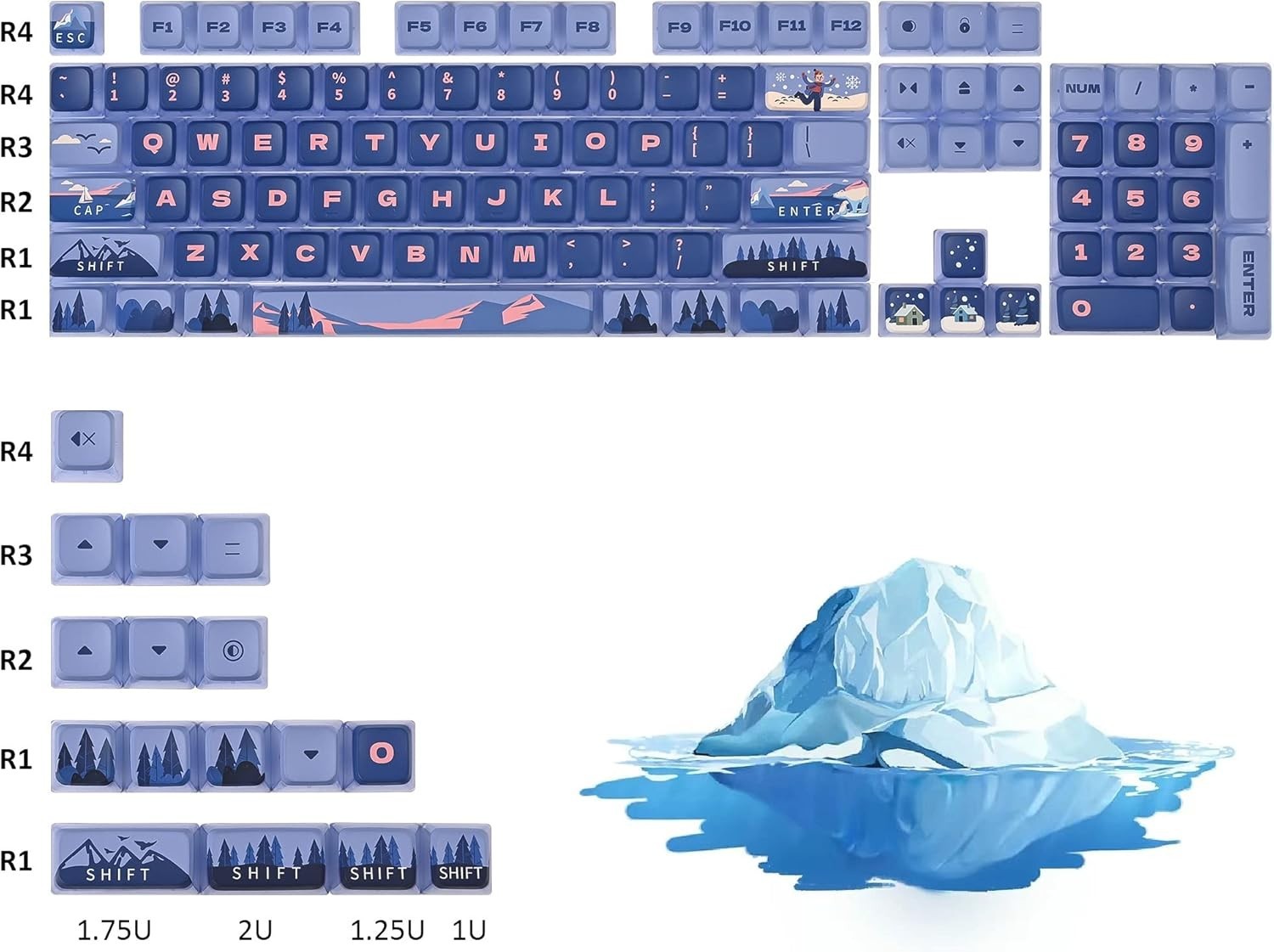 Polar Region ASA Custom Keycaps 118 Keys Double-Shot Cherry MX