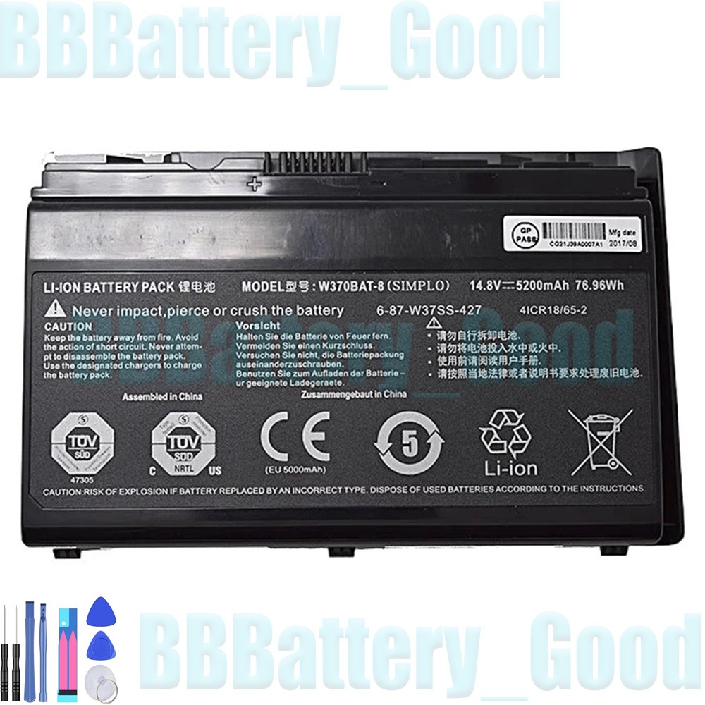 W370BAT-8 Battery Fits For Clevo NP6350 W350ET W350ETQ W355STQ 6-87-W370S-427