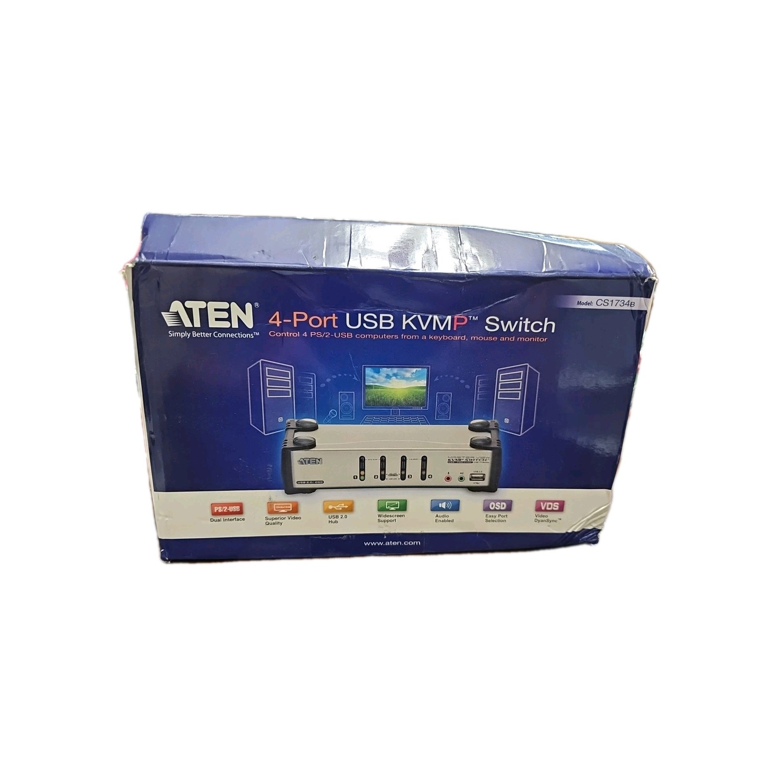 ATEN CS1734B 4-PORT USB 2.0 KVMP SWITCH WITH OSD WITHOUT POWER SUPPLY