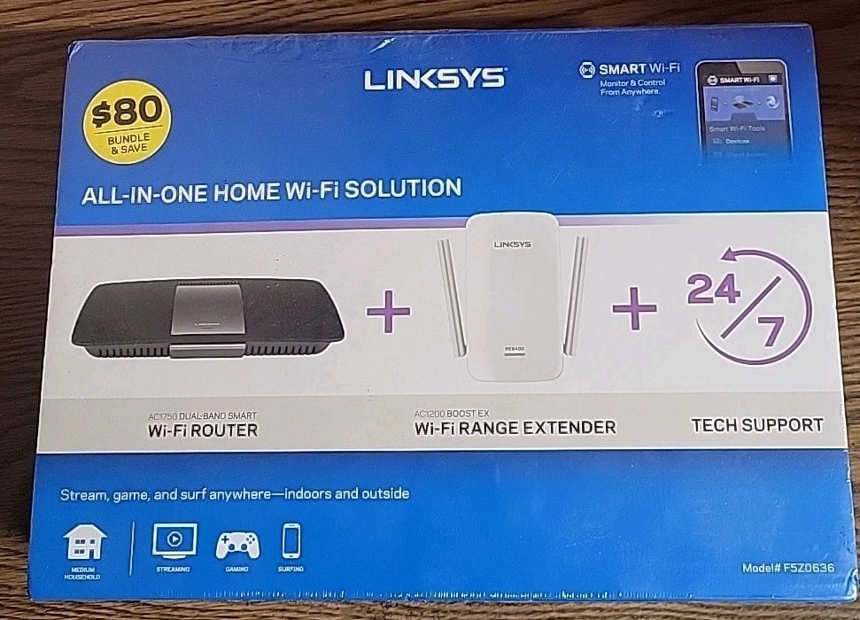 Linksys AC1750 Router + AC1200 Range Extender Bundle Dual-Band Smart WiFi Set