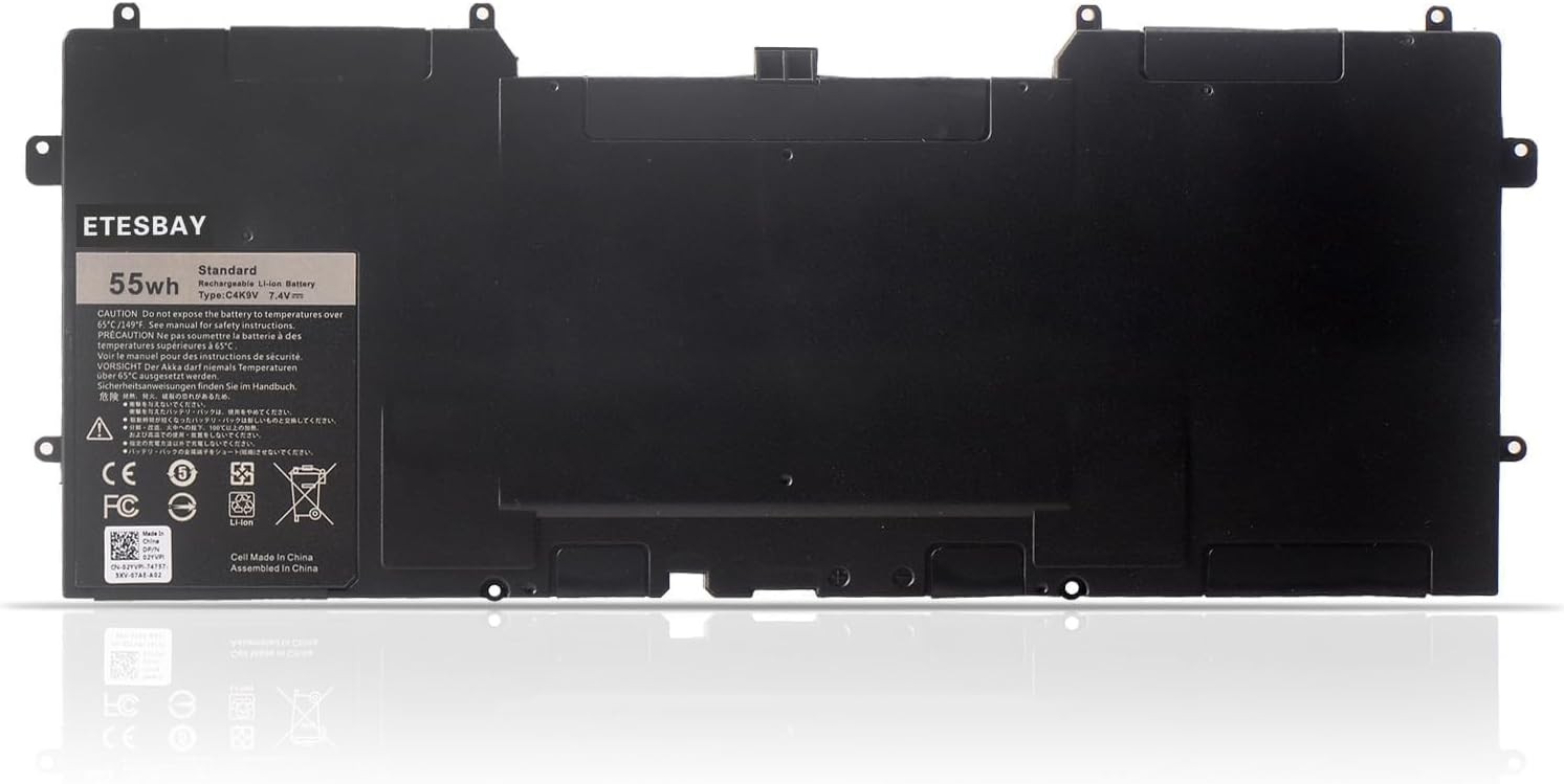ETESBAY C4K9V 7.4V 55WH Laptop Battery Replacement for Dell XPS 12 9Q33 L221X