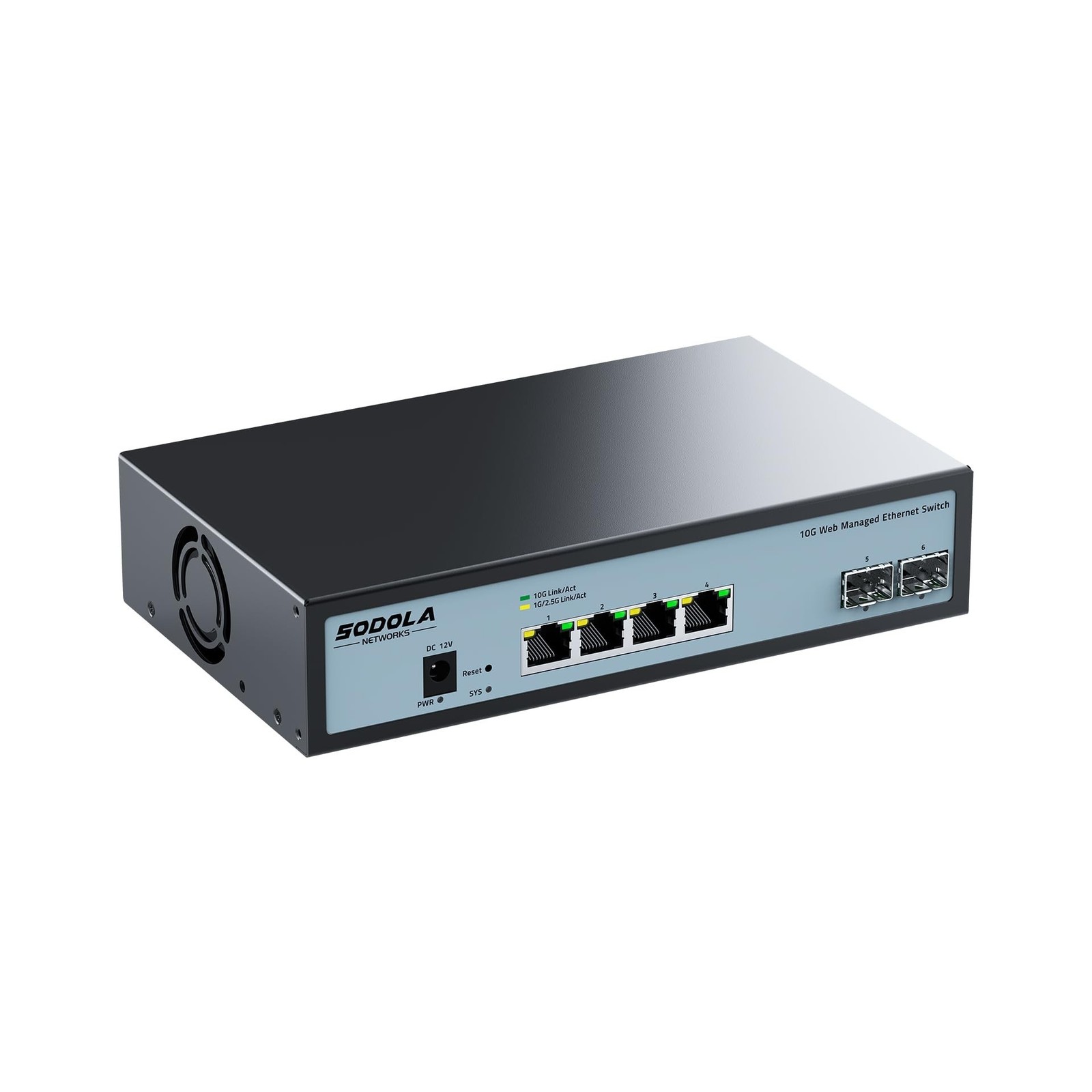SODOLA 6 Port 10G Easy Web Managed Switch,4X 10G RJ45 + 2X 10G SFP+ Ports - L...