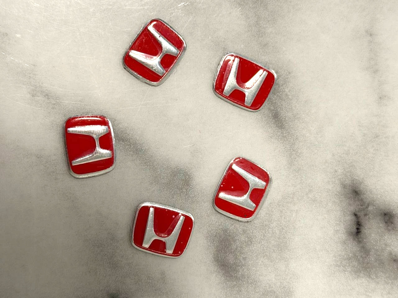 5 x Aluminun Emblem Sticker Replacement for Honda Key Fob 13.1mm x 10.8mm Red