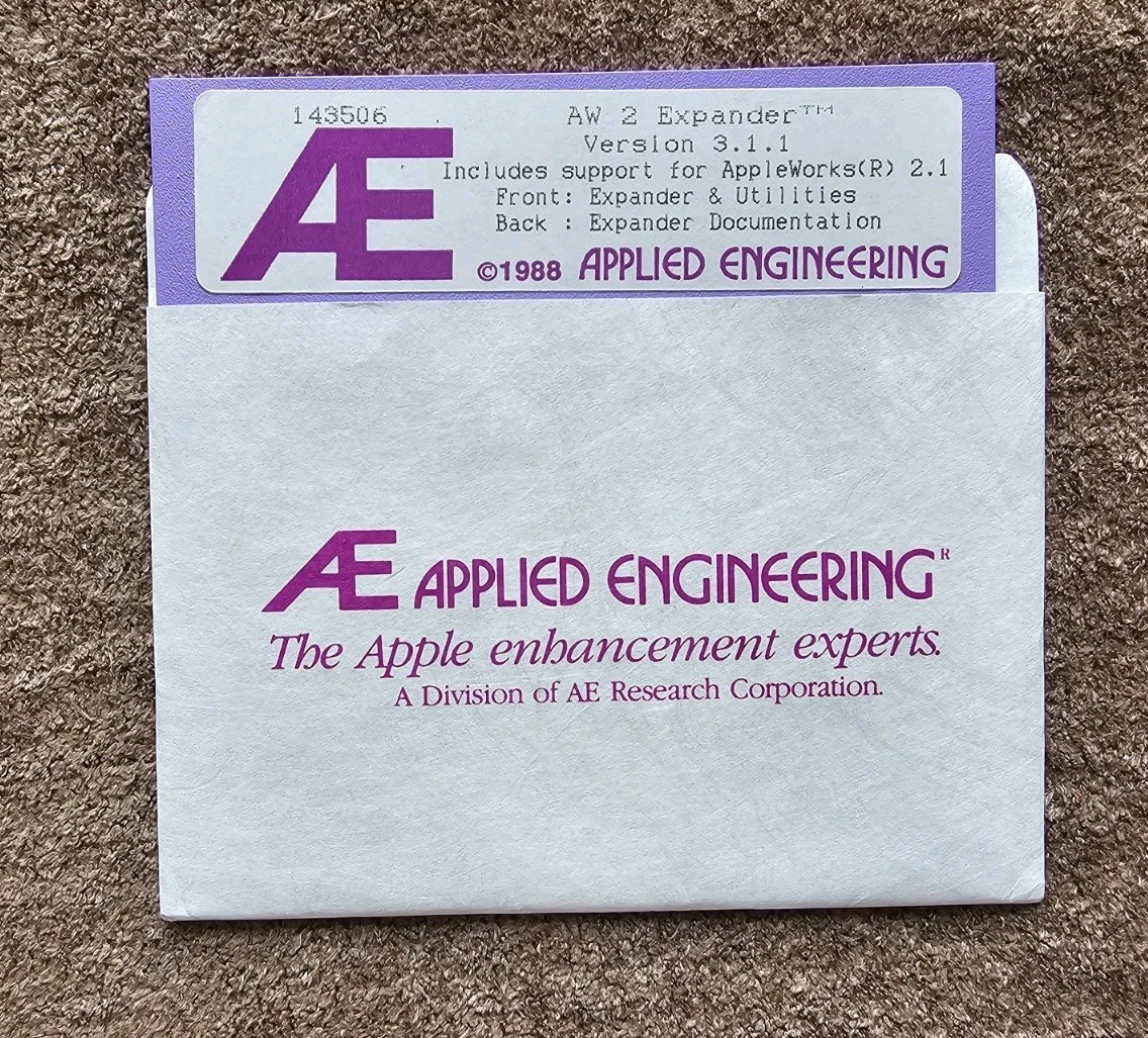 Vintage Applied Engineering  AW2 Expander & Utilities 3.1.1 Apple 5.25" Floppy