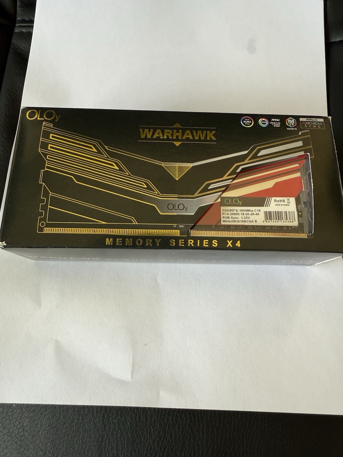 Oloy Warhawk Aura RGB 32GB (4 x 8GB) PC4-28800 (DDR4-3600) Memory RAM Red 