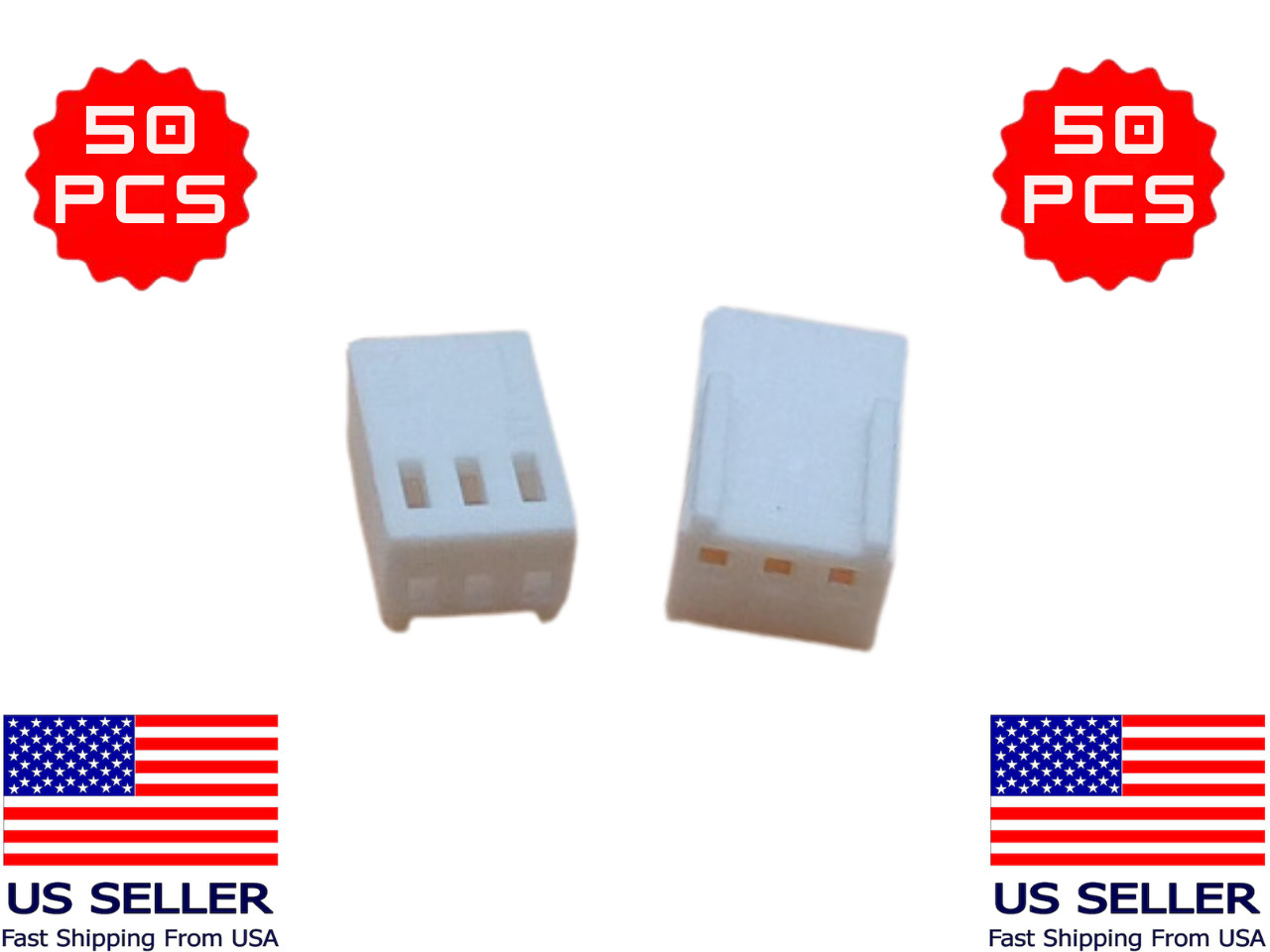 50 Pcs 3 Pin 3Pin Female Fan Connector Housing 2.54mm Pitch Head Wire Plug
