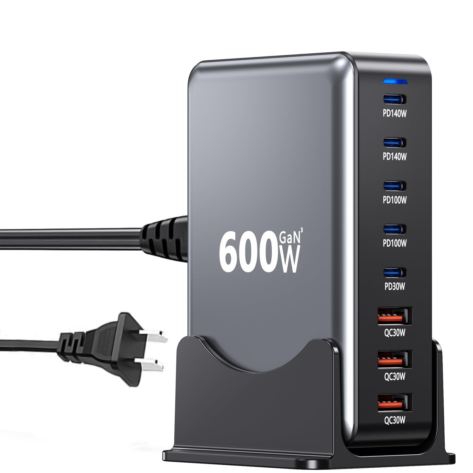600W USB Charging Station,8-in-1 Multiple USB C Charger Block,Dual PD 140W La...