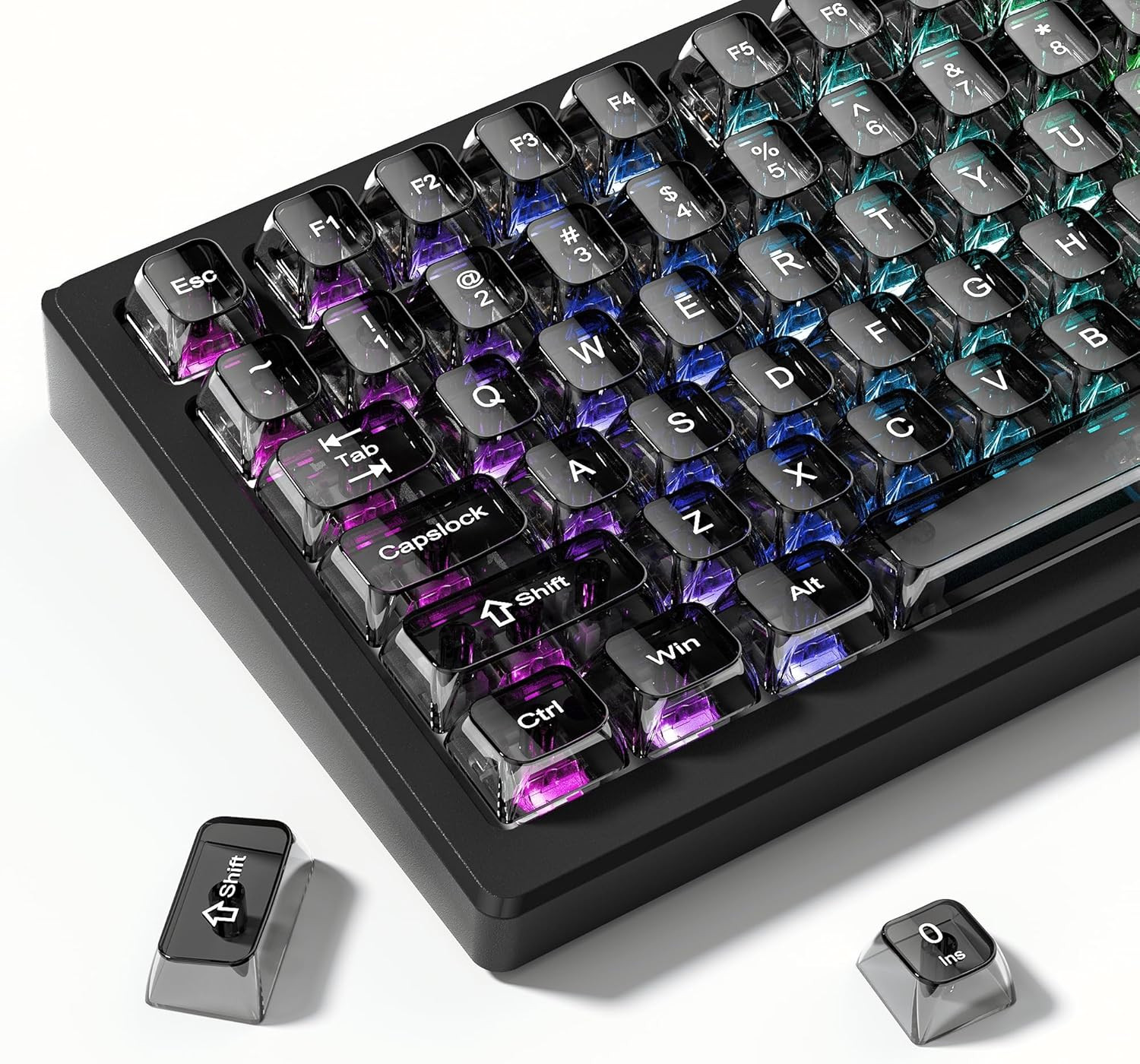 Dagaladoo Clear Keycaps,Transparent Keyboard Keycaps,Jelly Key Caps Set,Shine th