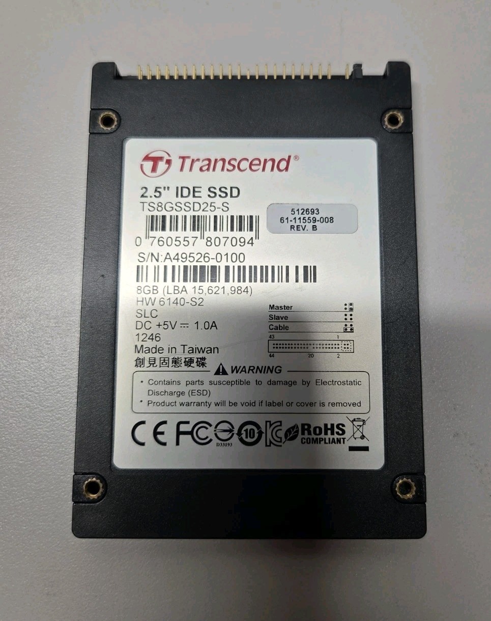 Transcend 8GB Internal 2.5" (TS8GSSD25S-S) IDE SSD Solid State Drive
