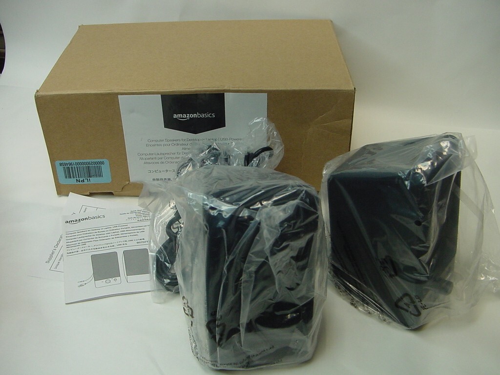 NEW - AMAZON BASICS COMPUTER SPEAKERS FOR DESKTOP OR LAPTOP USB POWERED