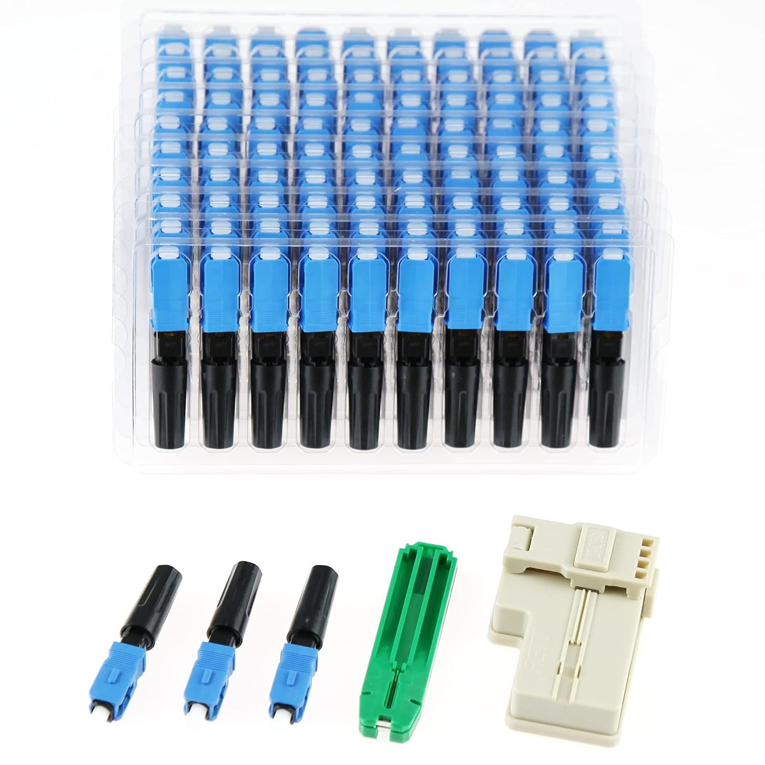 20pcs SC UPC Fiber Optic Quick Connector with Matched Tools Fiber Fast Connector