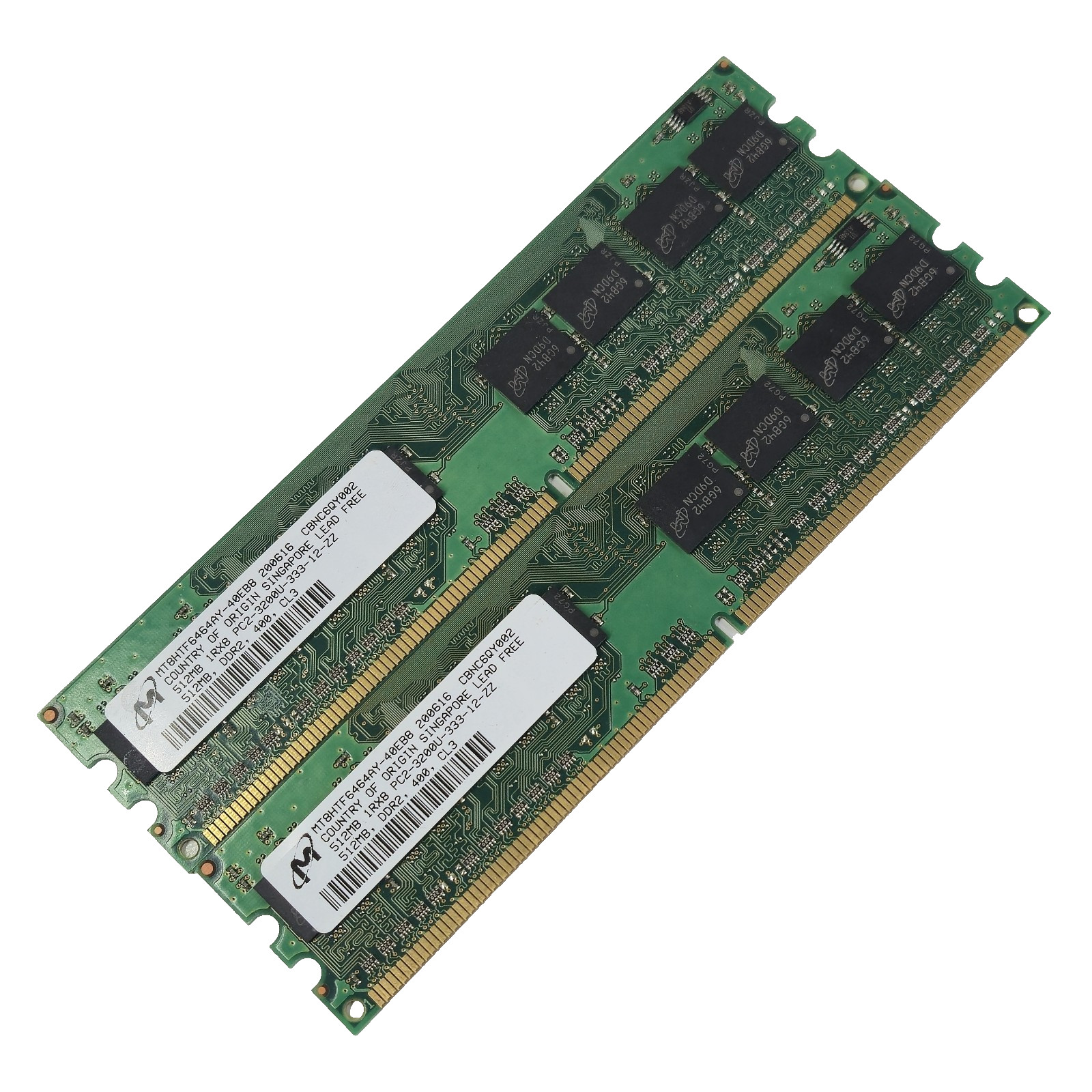 LOT OF 2X MICRON DESKTOP RAM MT8HTF646AY-40EB8 512MB DDR2 CL3 ECC UNBUFFERED
