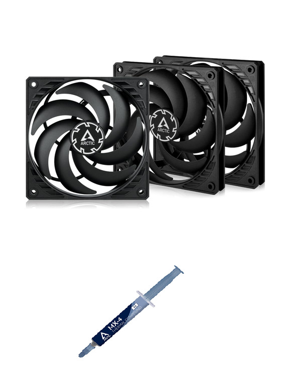 ARCTIC P12 Slim PWM PST 3Pack PC Fans+ MX-4 4g Premium Performance Thermal Paste