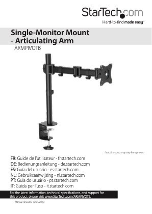 STARTECH SINGLE MONITOR DESK MOUNT <49" <14KG FULL MOTION H/ADJ VESA SILVER 10YR