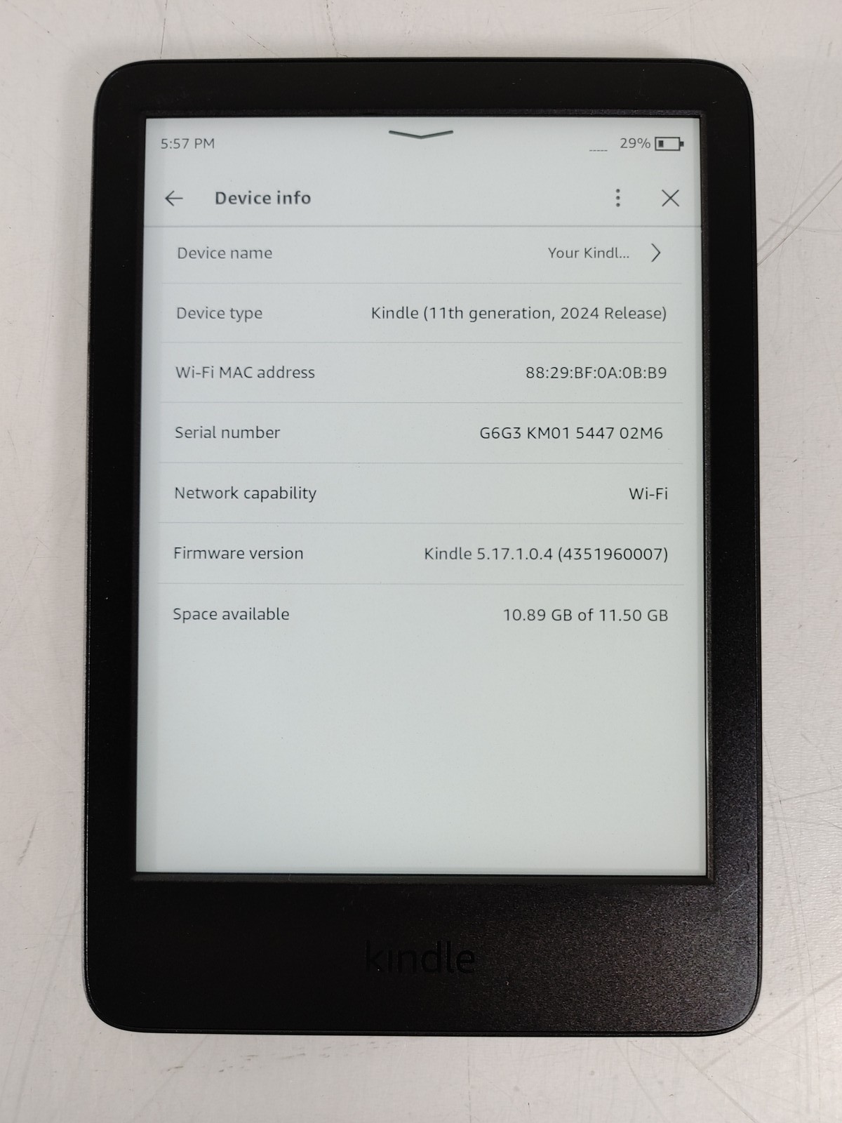 Amazon Kindle (11th Generation, 2024 Release) 16 GB Kindle OS (WiFi Only)