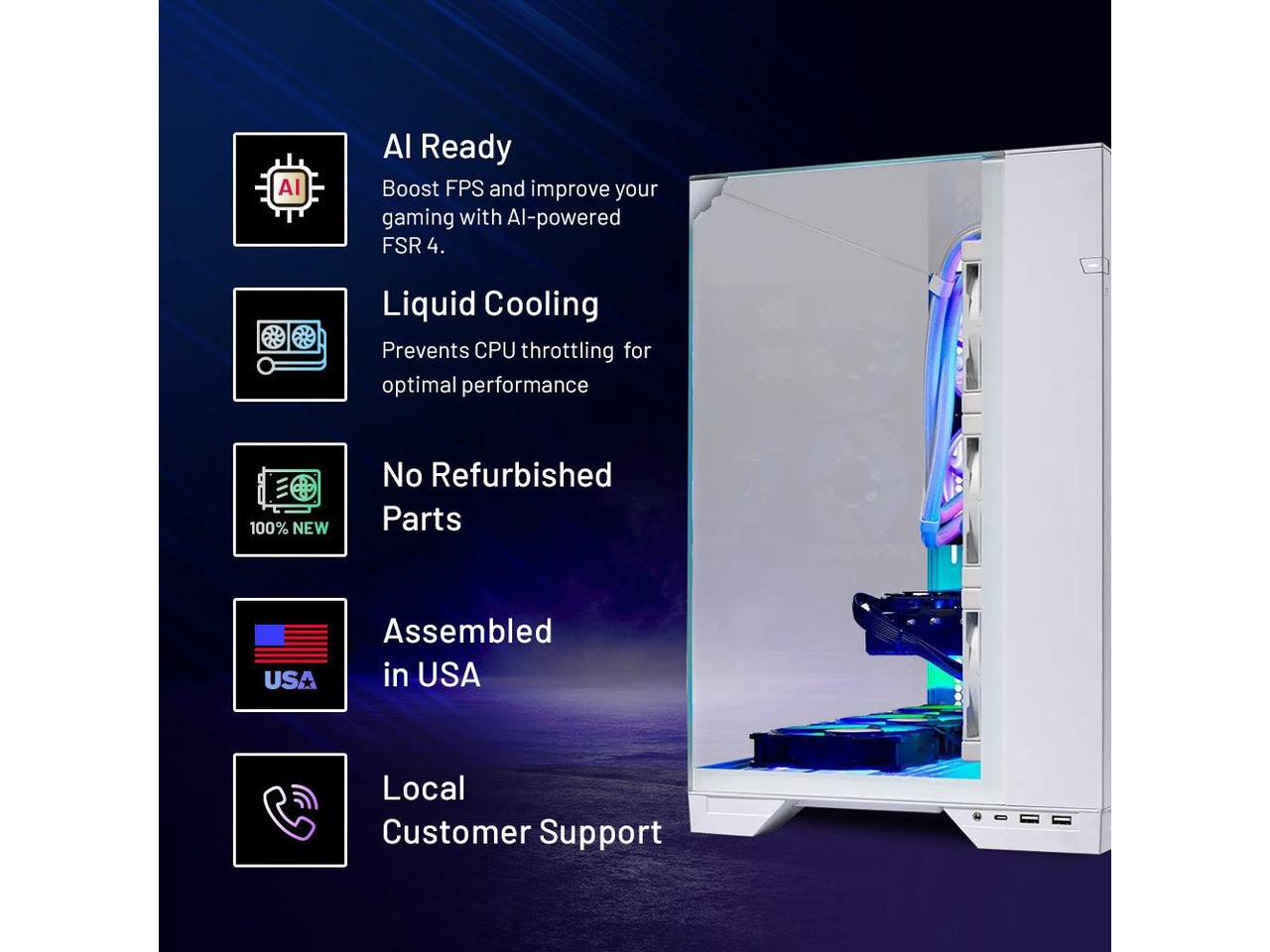 Skytech Gaming O11 Vision Gaming PC, AMD Ryzen 7 7700X 4.5GHz, AMD RX 9070 XT