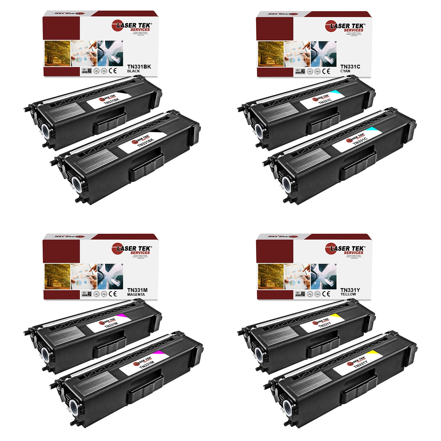 8Pk LTS TN-331 B C Y M Compatible for Brother: HLL8250CDN L8350CDW Toner