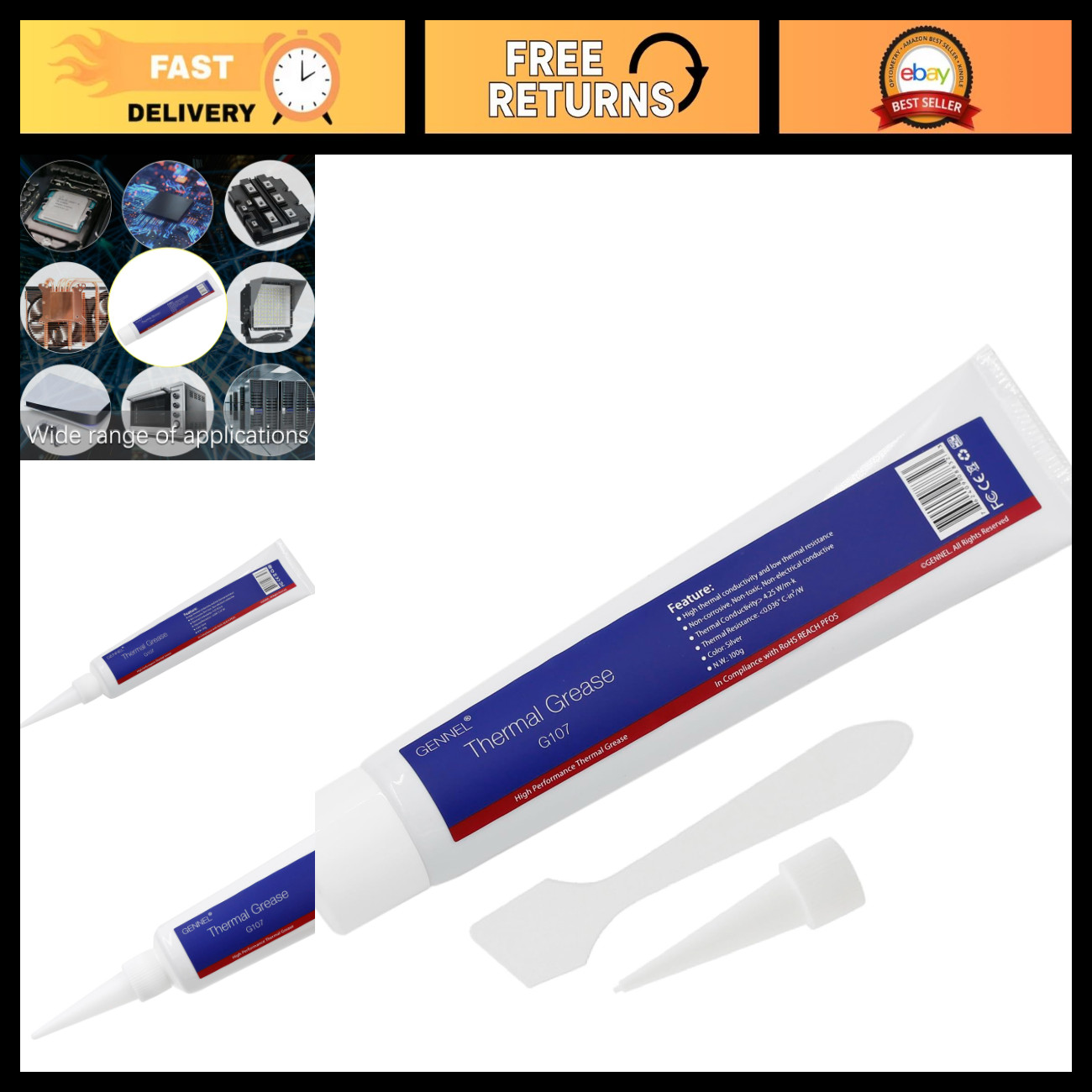 High-Performance Silver Thermal Paste 100g Tube, CPU Heat Sink Grease, Cooling C