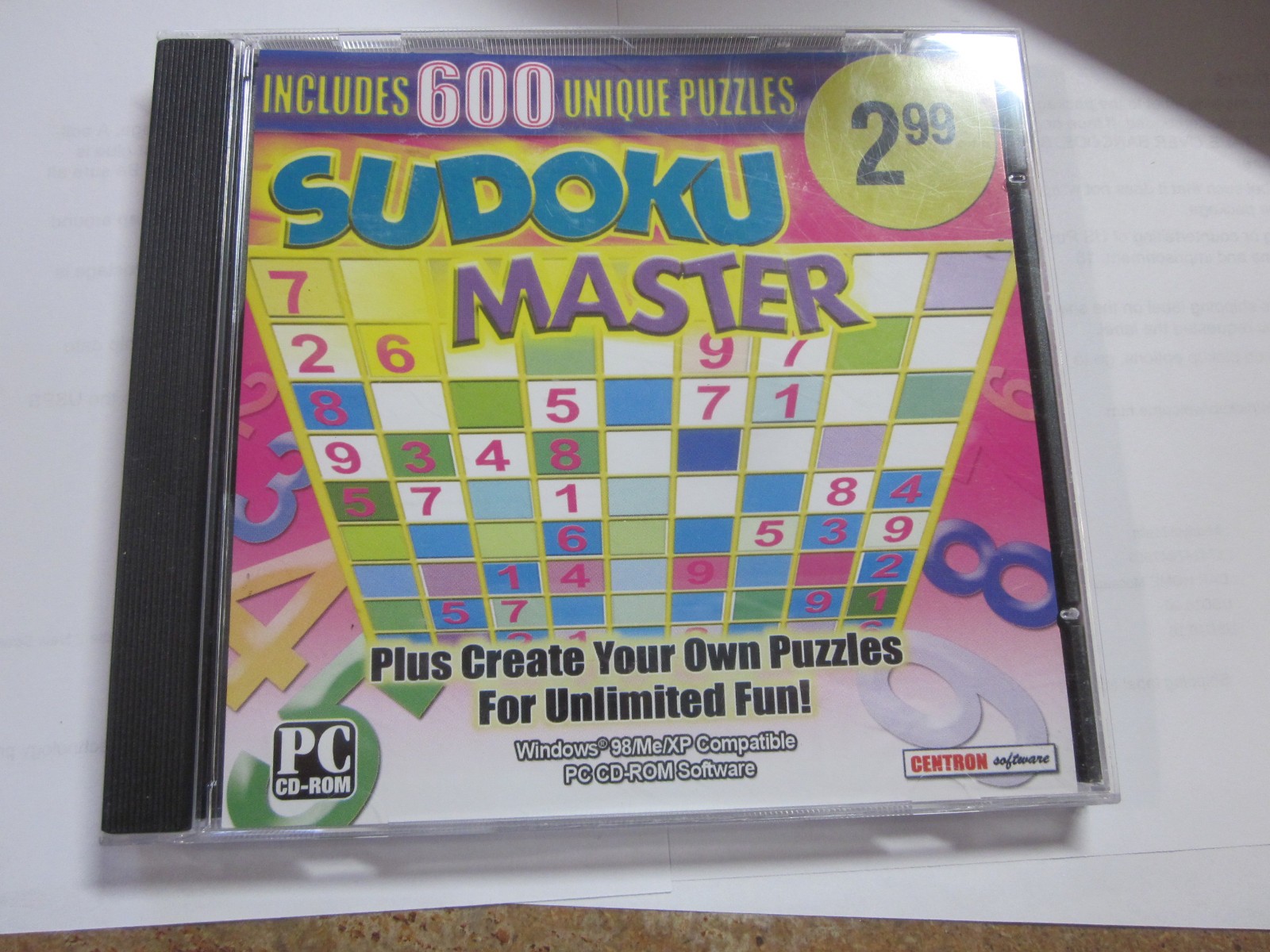 Sudoku Master PC CD ROM 600 Unique Puzzles Create Build Own 2006 LIGHTLY USED