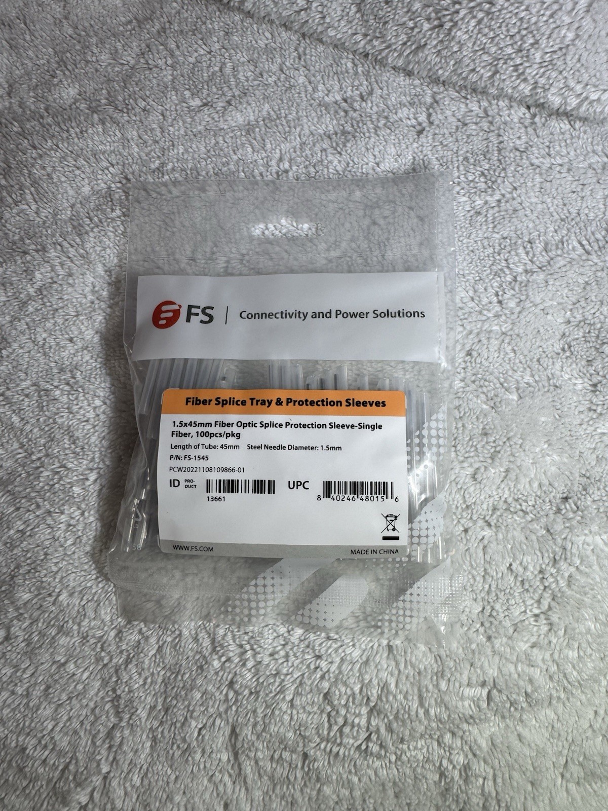 100pcs FS Brand 1.5x45mm Fiber Optic Splice Protection Sleeves