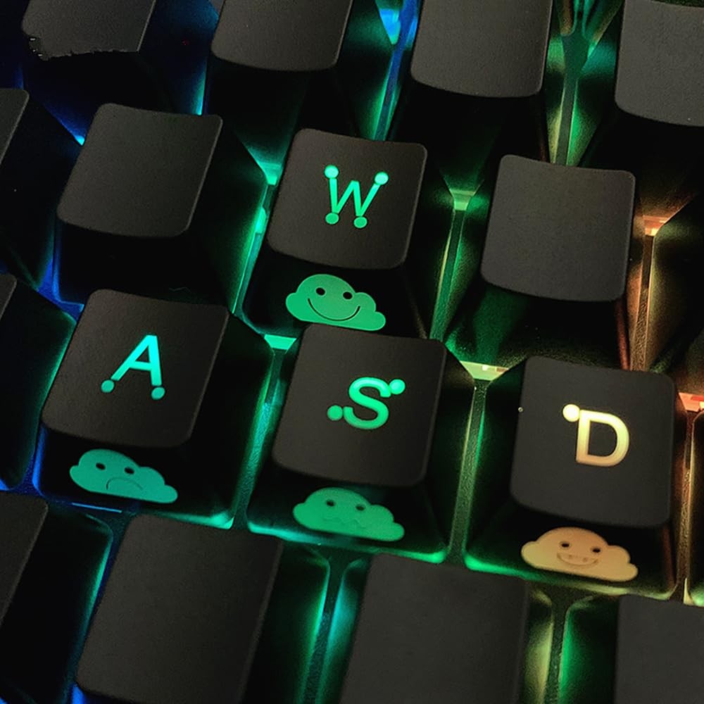 4 PCS WASD Keycaps UV Coating Backlit Double Shot OEM Profile MX Custom