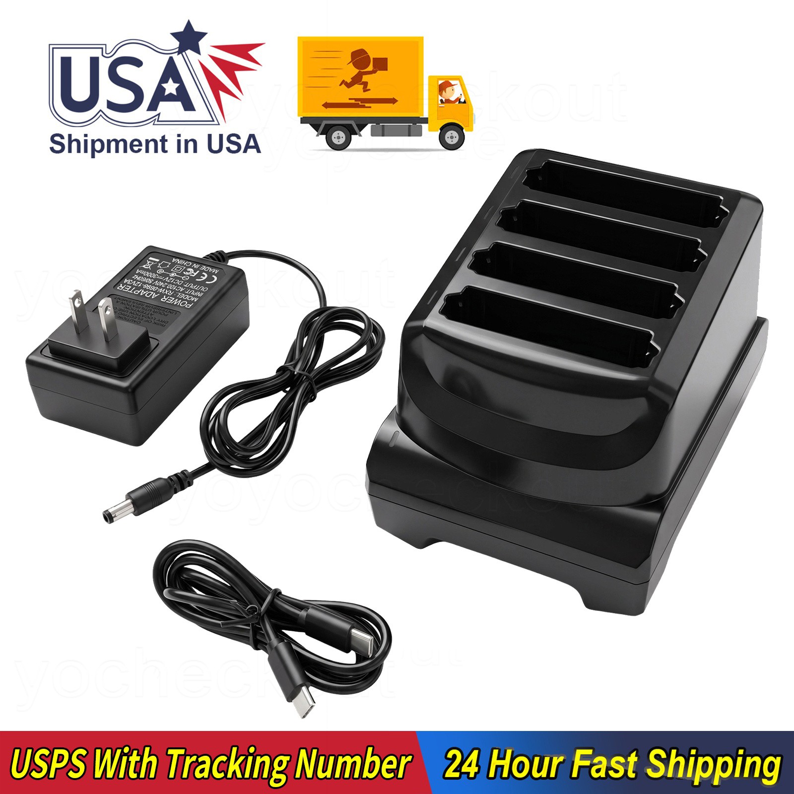 For Zebra TC73 TC78 4-Slot Battery Charger Cradle With Power SAC-NGTC5TC7-4SCHG
