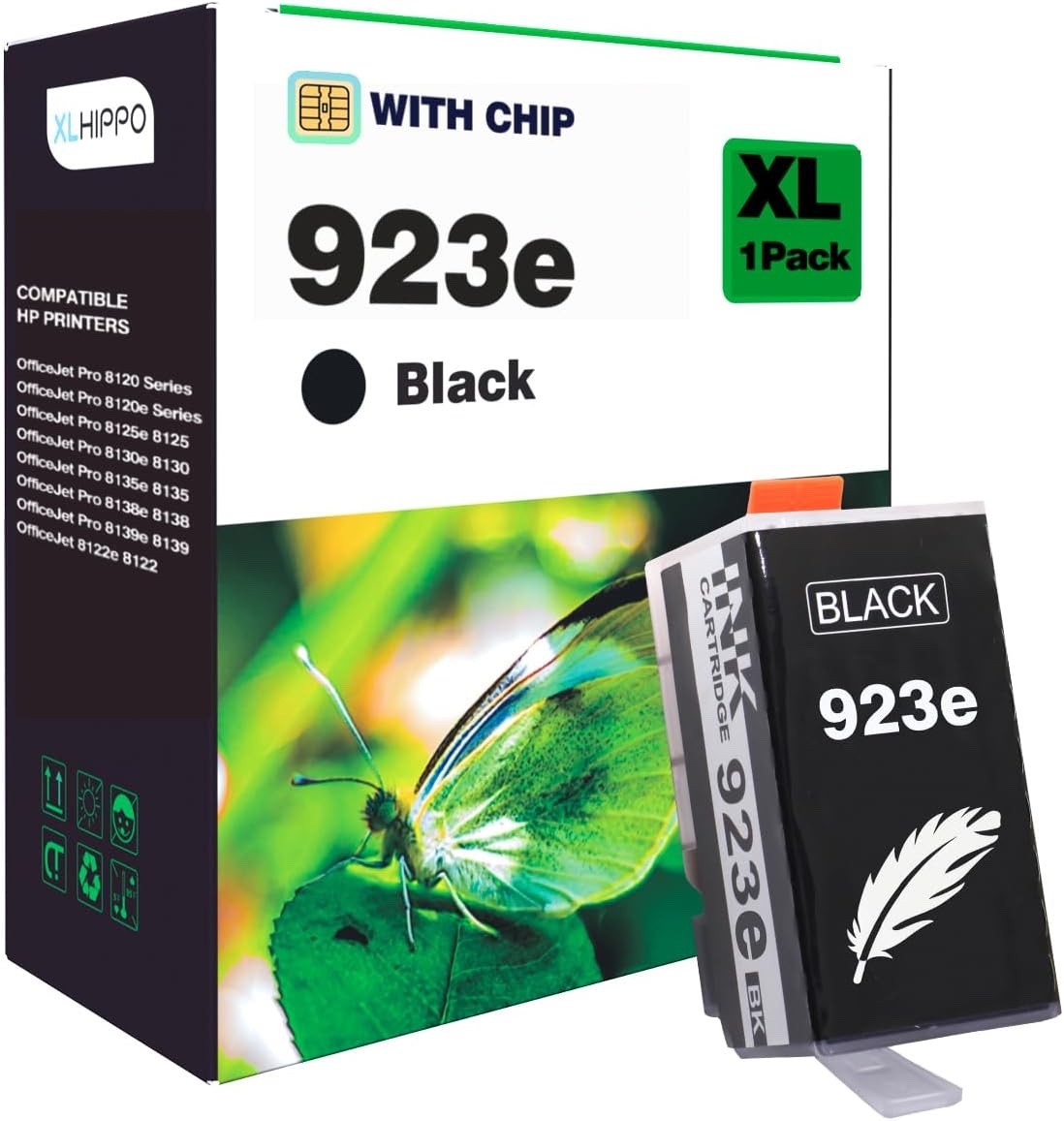 XLhippo 923e 923XL Black Replacement for HP 923 Black Ink Cartridges 2PK 06/2028