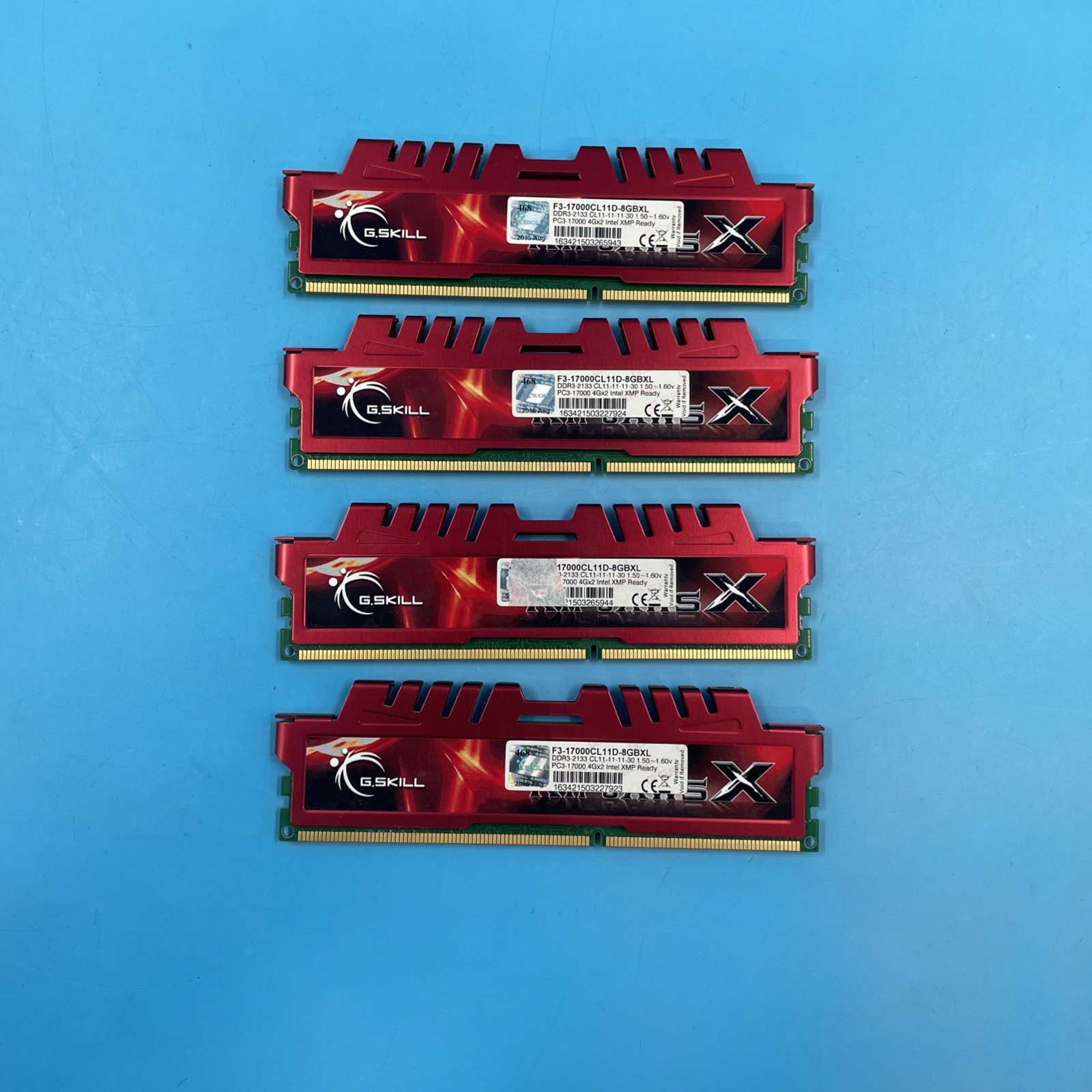 (LOT OF 4) G Skill Ripjaws X 4GB PC3-17000 DDR3-2133 DIMM Gaming RAM Memory