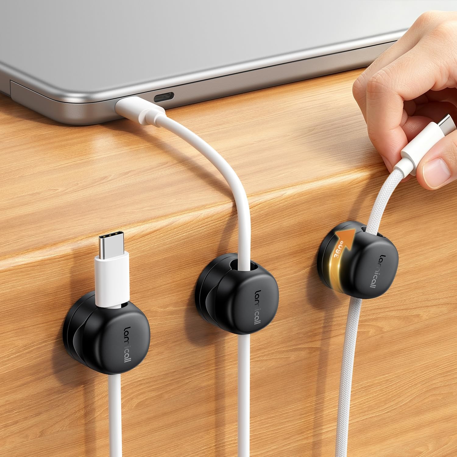 Lamicall 6 Pack Rotating Magnetic Cord Organizer Clips Cable Management | Adh...