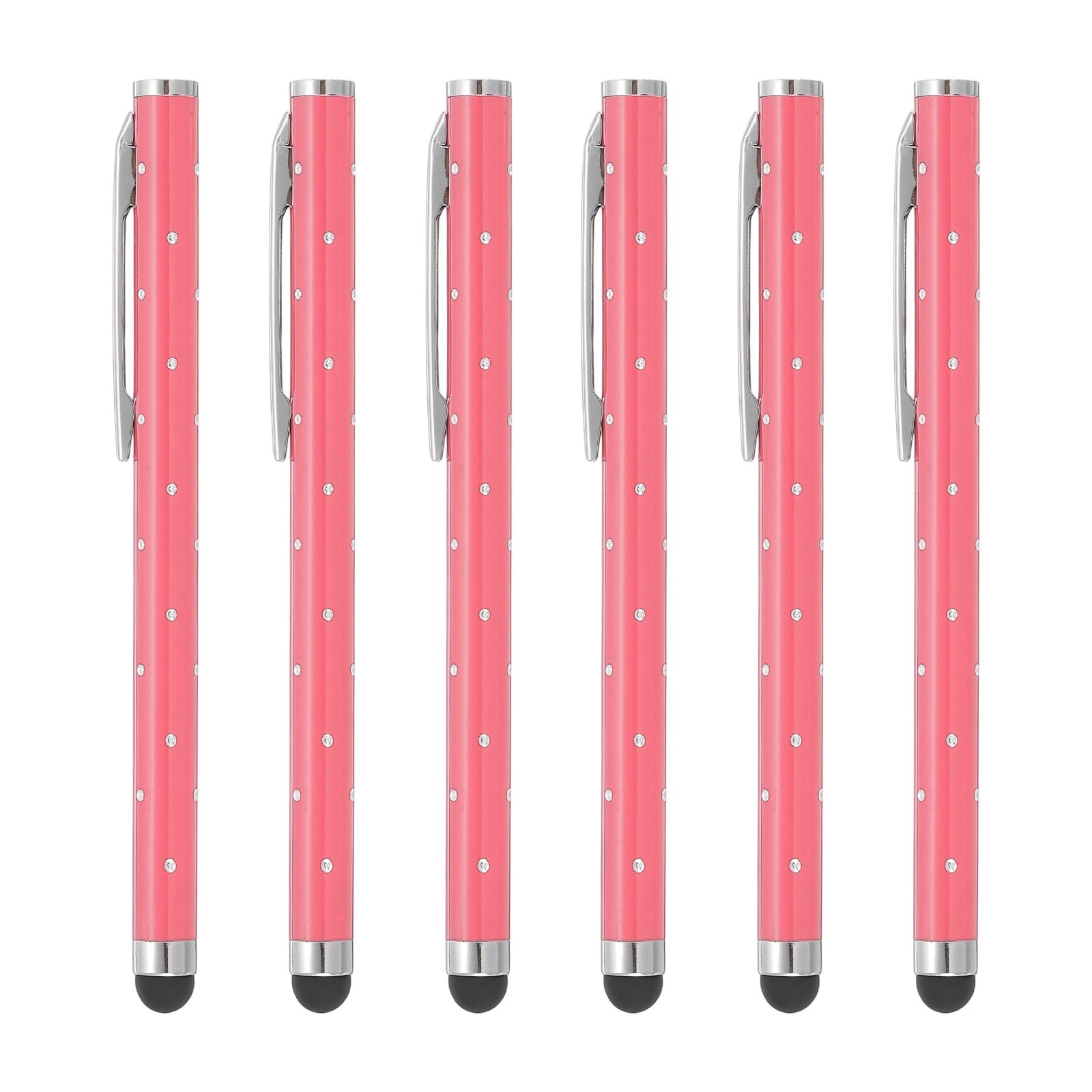 6Pcs Bling Crystal Stylus Pens for Touch Screens Pink