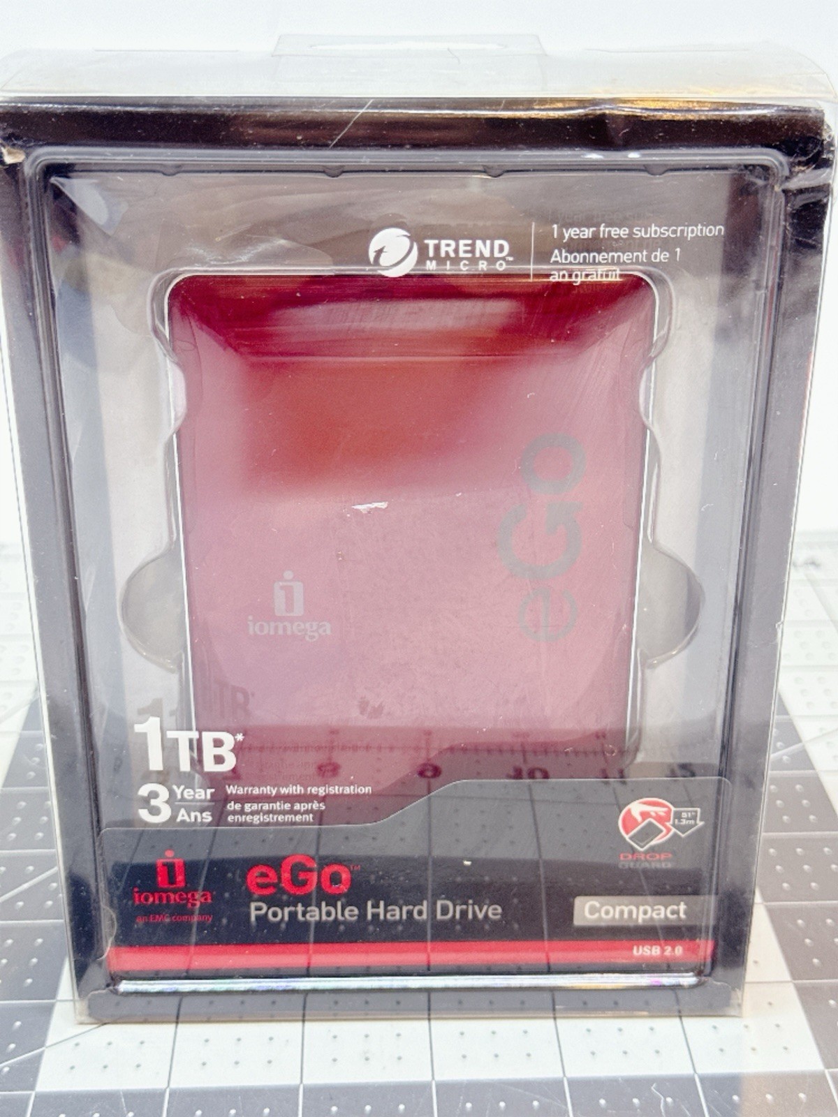 Iomega eGo 1TB Portable External Hard Drive USB 2.0 Compact Red
