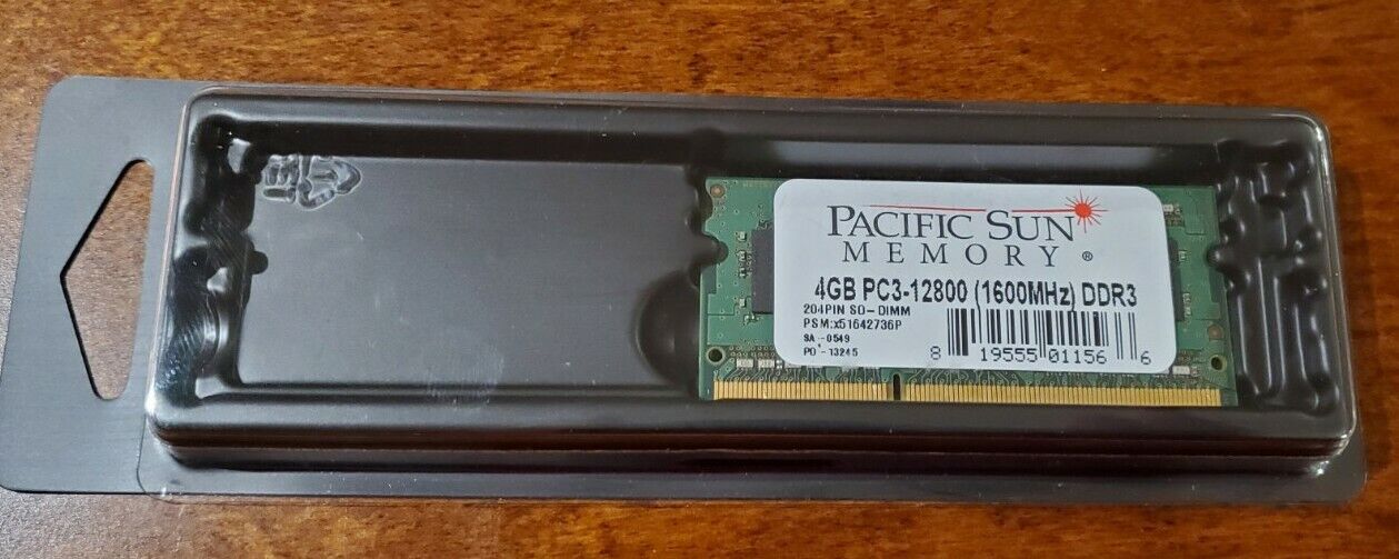 Pacific Sun Memory 4GB PC3-12800S 1600MHz DDR3 Laptop Memory RAM 