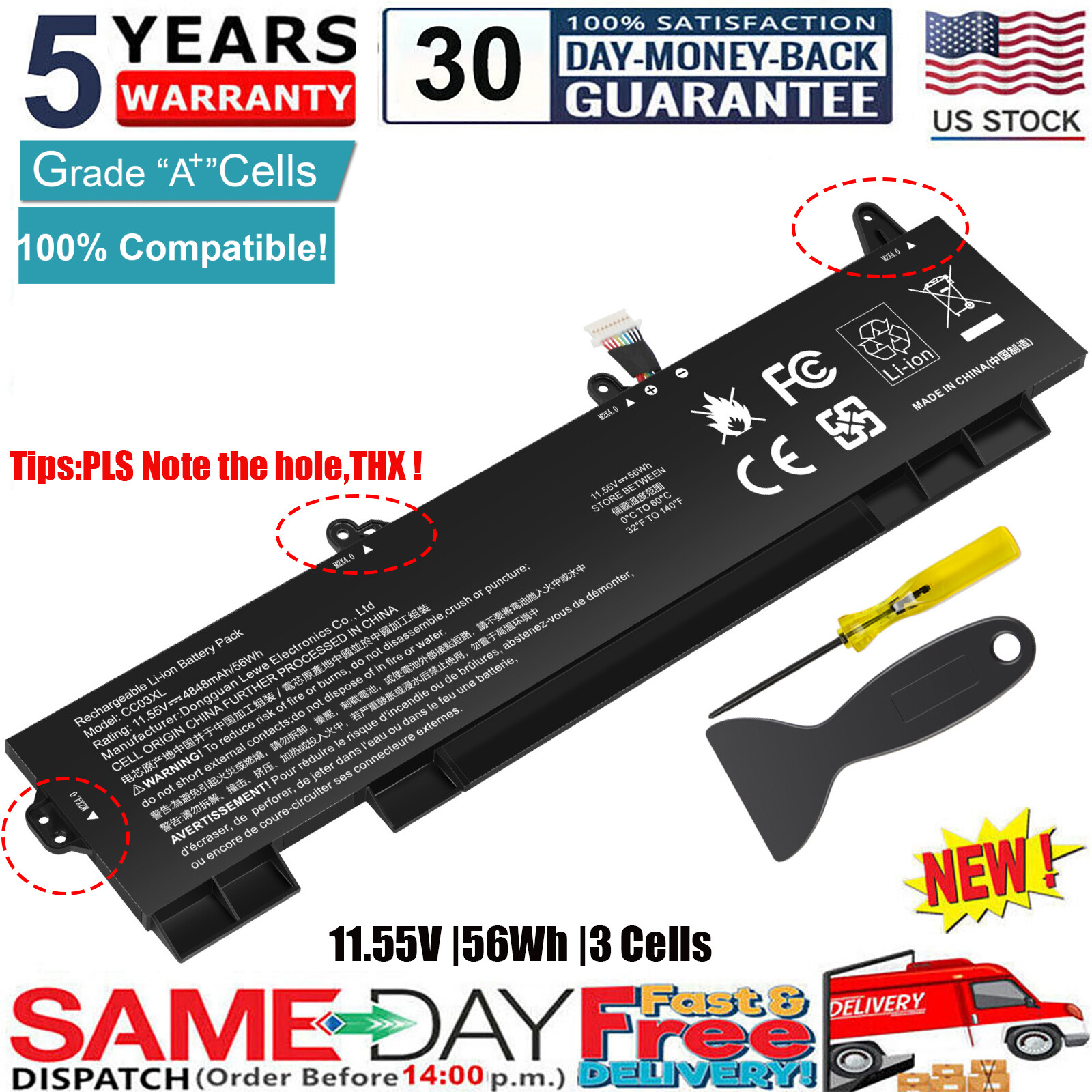 ✅L77991-005 BATTERY FOR HP ELITEBOOK 850 G7 G8,855 G7 G8 56WH L77622-2C1 CC03XL