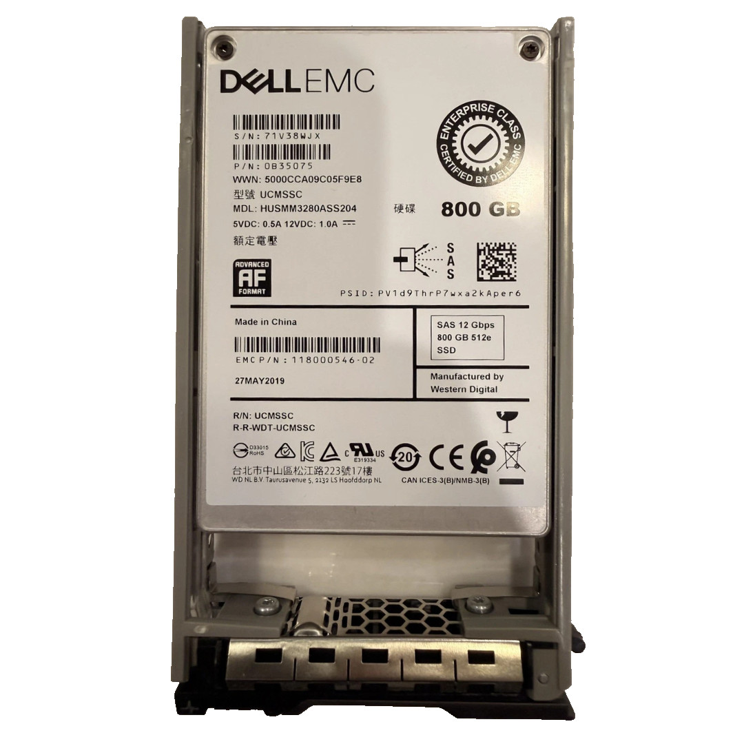 Dell JDX4K 800GB 12Gb/s SFF 2.5" SAS Write-Intensive Enterprise SSD HUSMM3280ASS