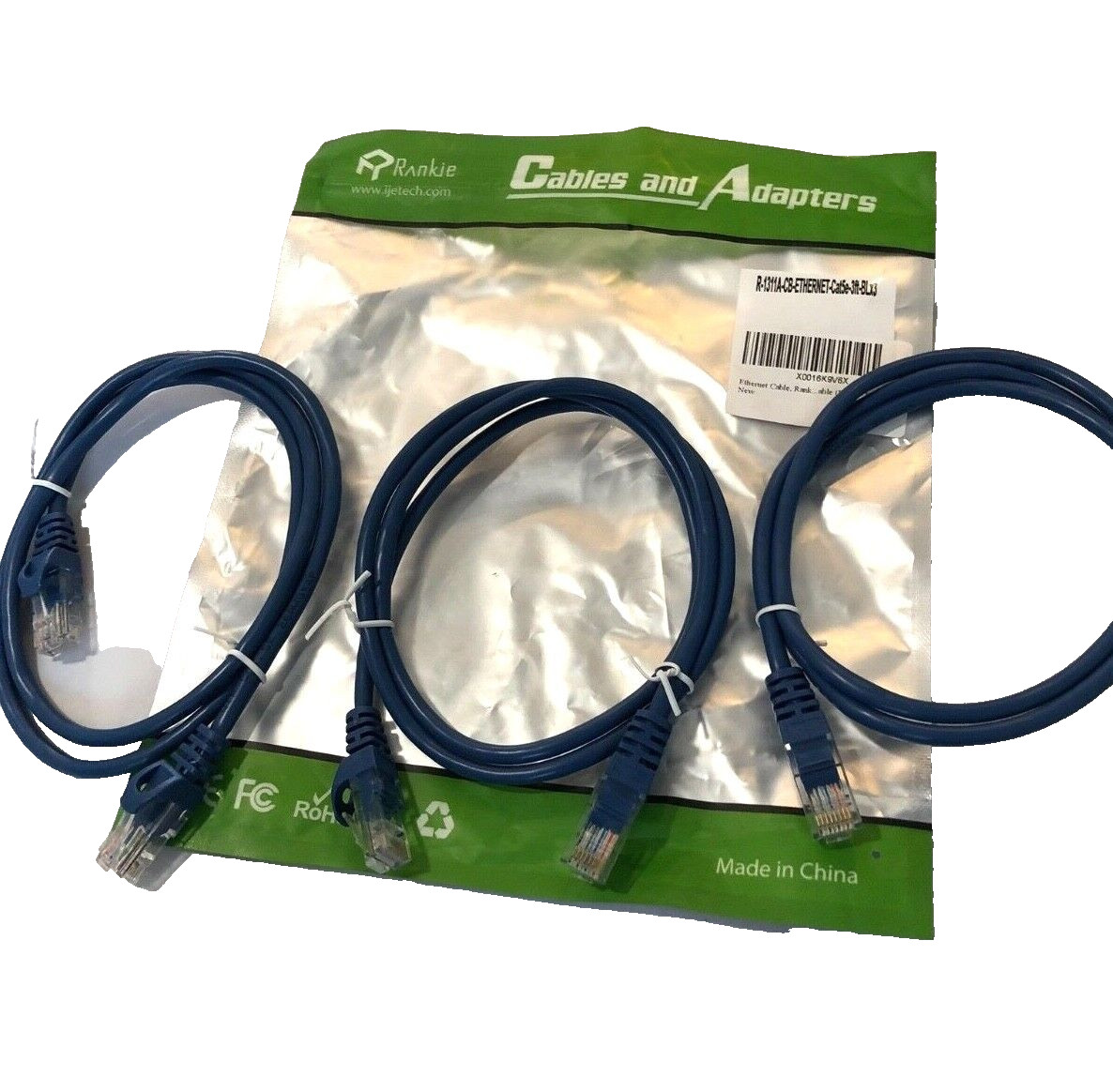 Pack of 3 - Rankie Ethernet Patch Network Cables R1311A NEW.