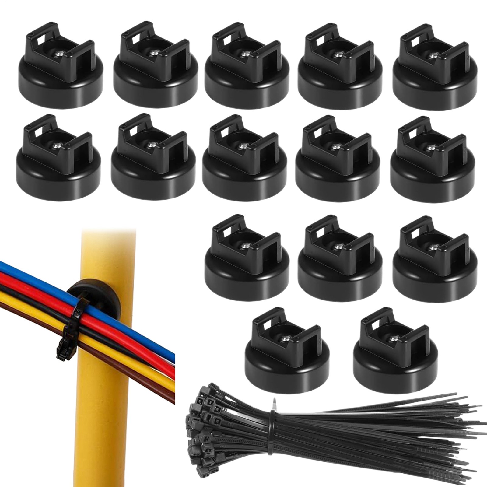 Magnetic Suction Cup Fixing Clips, Cable Zip Tie Mounting Base Hook Wire Holder